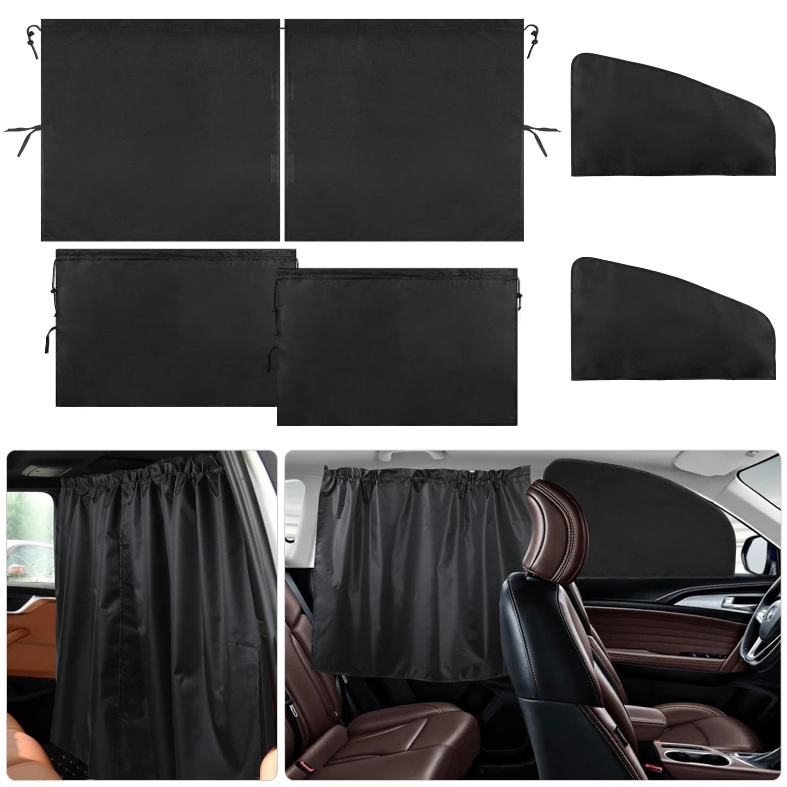 Set de 5 Cortinas para Auto, 99% Bloqueo de Luz, Cortinas