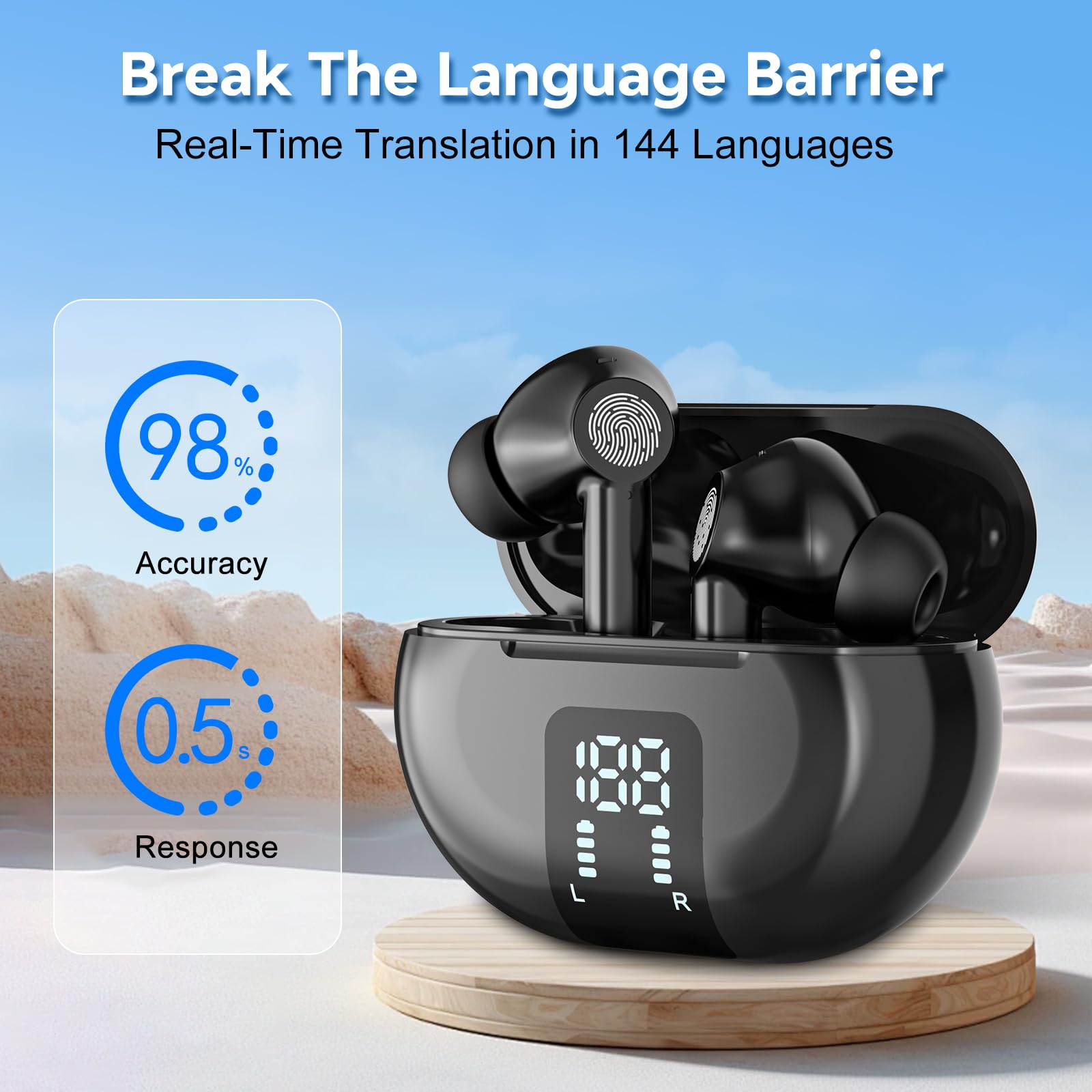 Audífonos de Traducción HTPREC, Audífonos Inalámbricos Con - Imagen 7