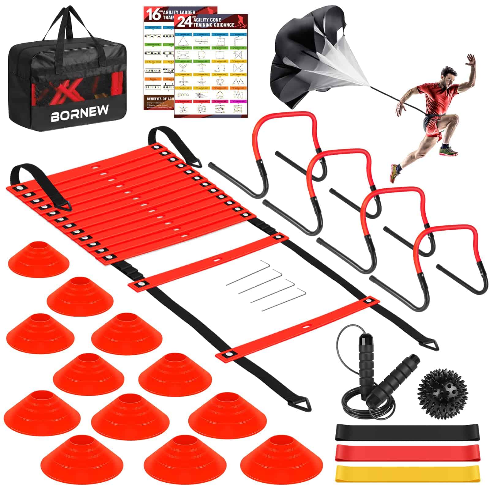 Set de Equipos de Entrenamiento de Agilidad - -Rojo