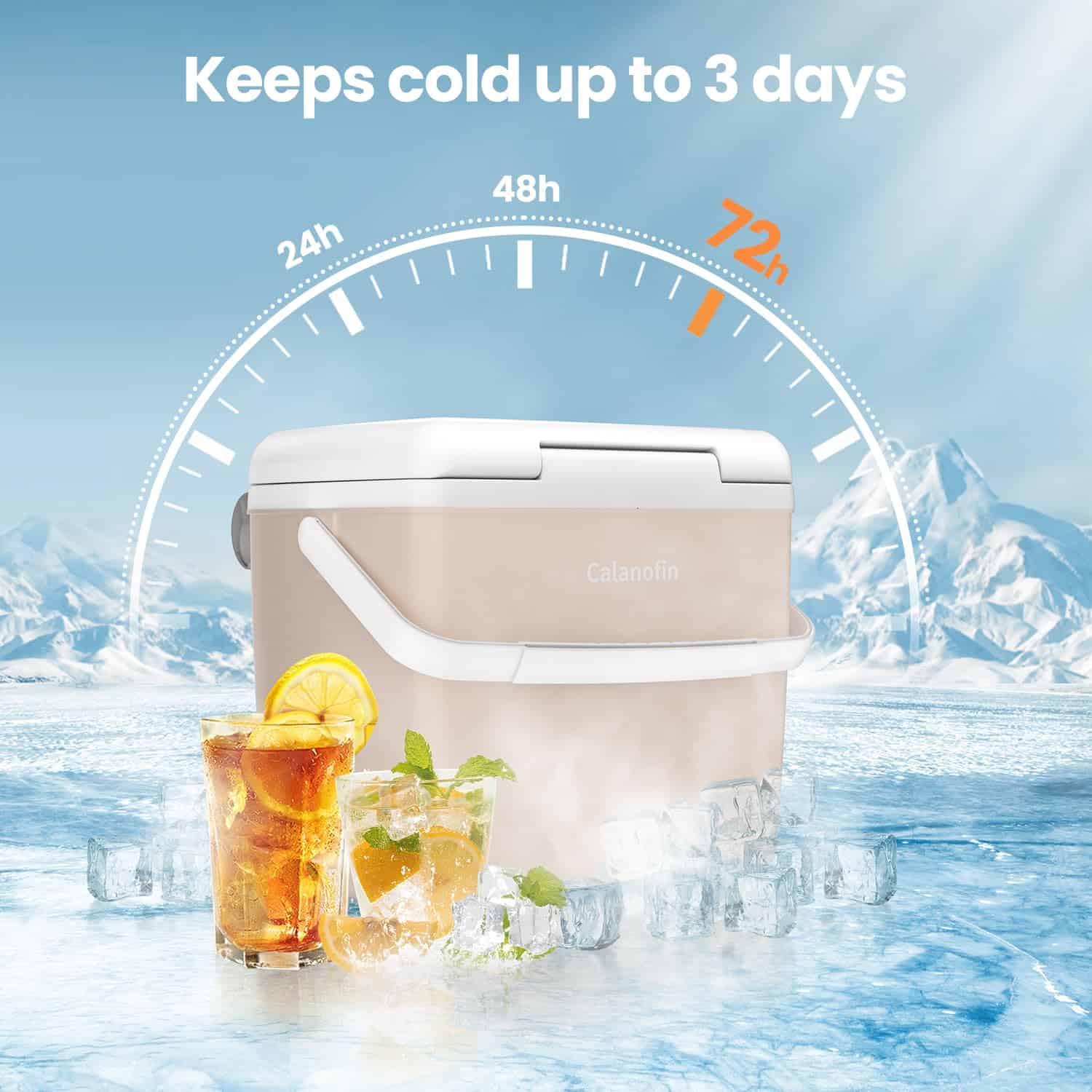 Calanofin Pool Cooler, 13.7 Quart Hard Cooler Box Outdoor - Imagen 3