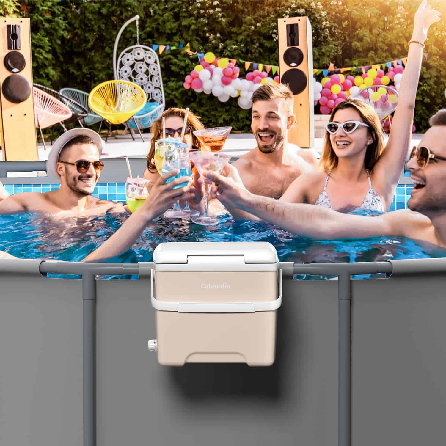 Calanofin Pool Cooler, 13.7 Quart Hard Cooler Box Outdoor - Imagen 6