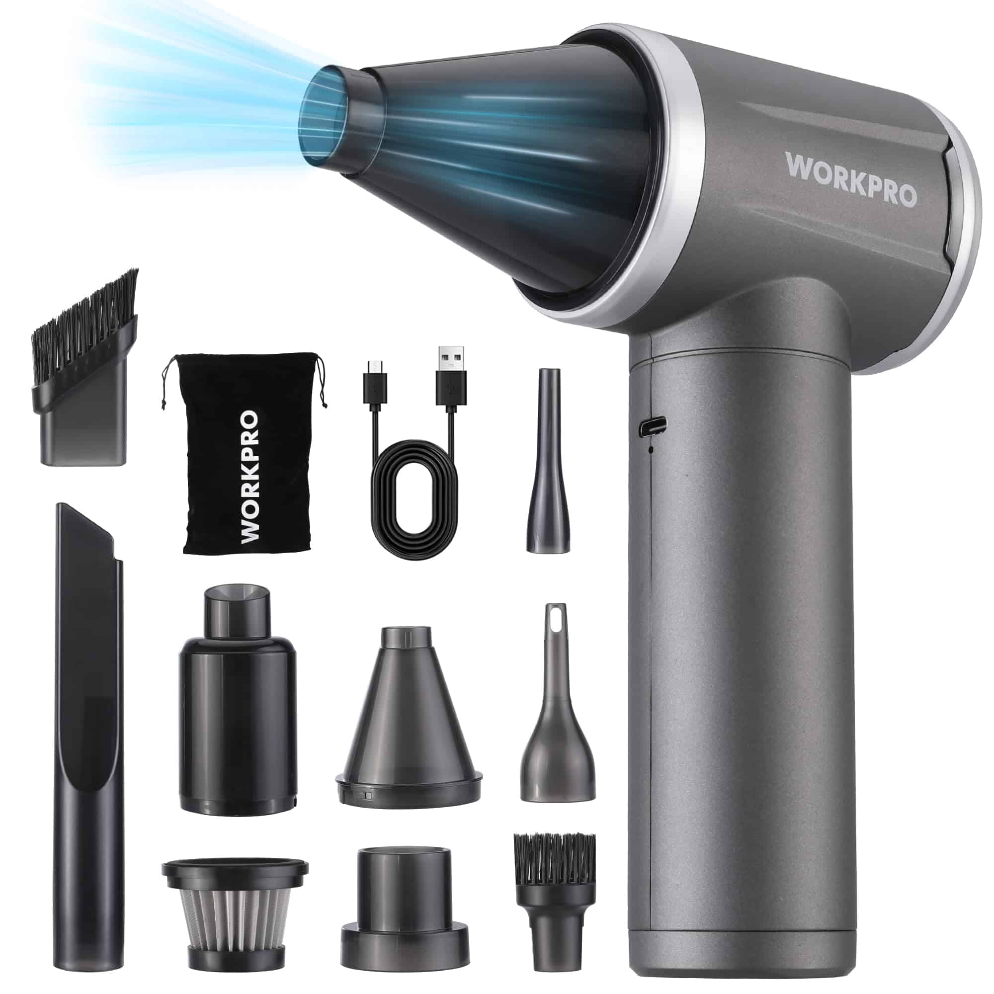 WORKPRO 12V Electric Air Duster-120,000RPM Súper Potente