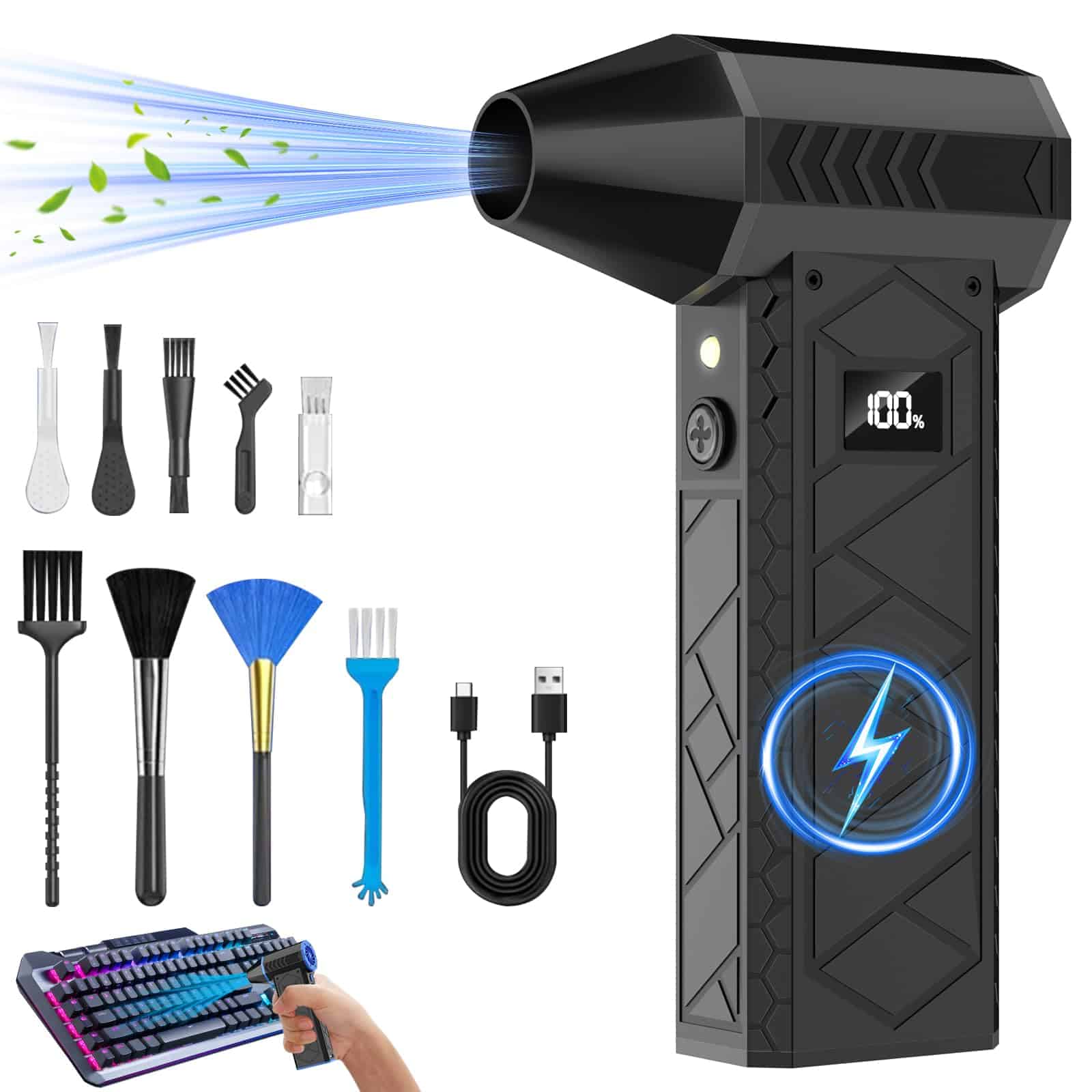 Soplador de Aire Comprimido de 10000mAh con Dos Luces