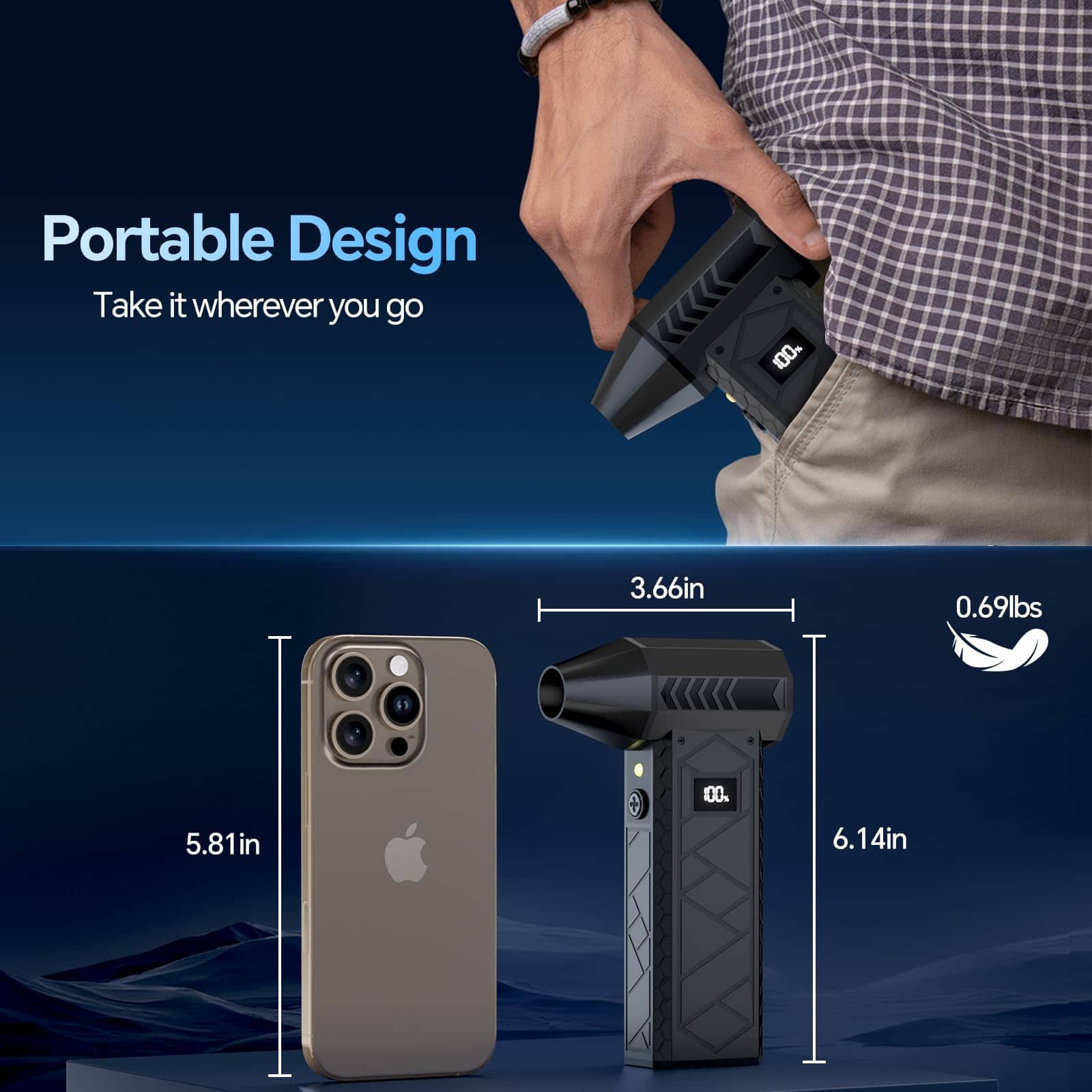 Soplador de Aire Comprimido de 10000mAh con Dos Luces - Imagen 8