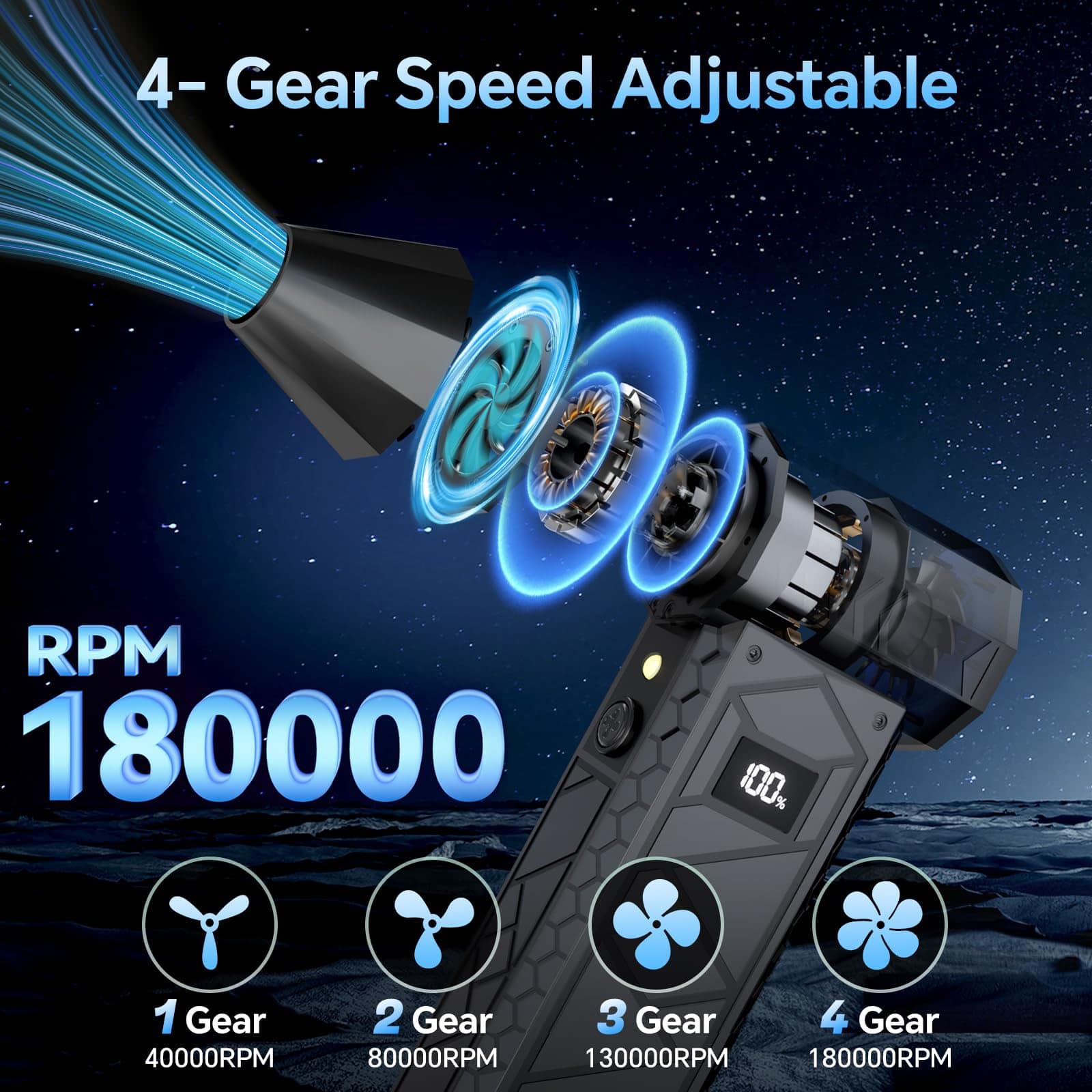 Soplador de Aire Comprimido de 10000mAh con Dos Luces - Imagen 3