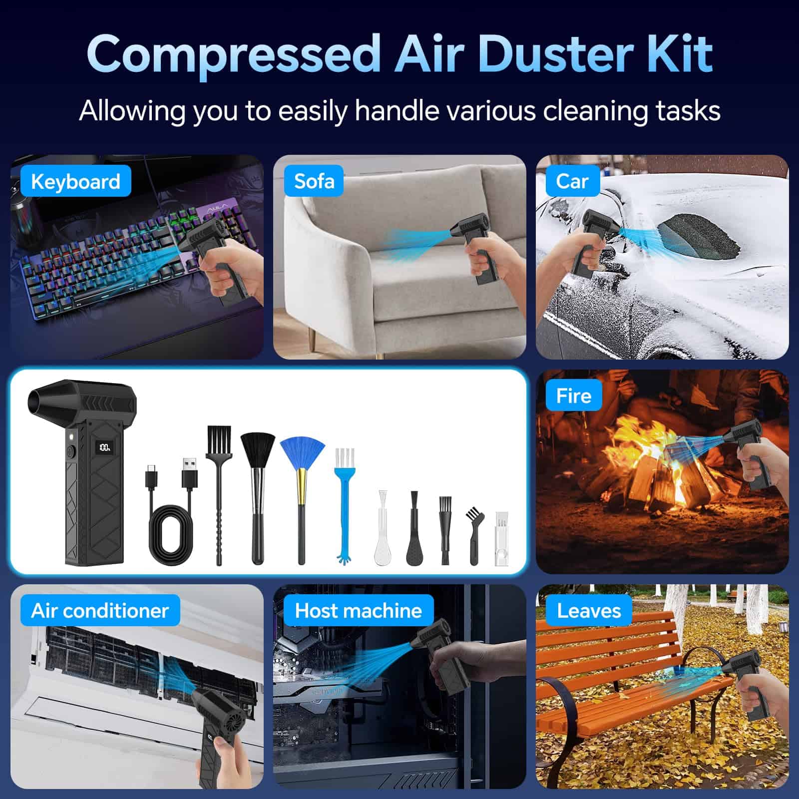 Soplador de Aire Comprimido de 10000mAh con Dos Luces - Imagen 6