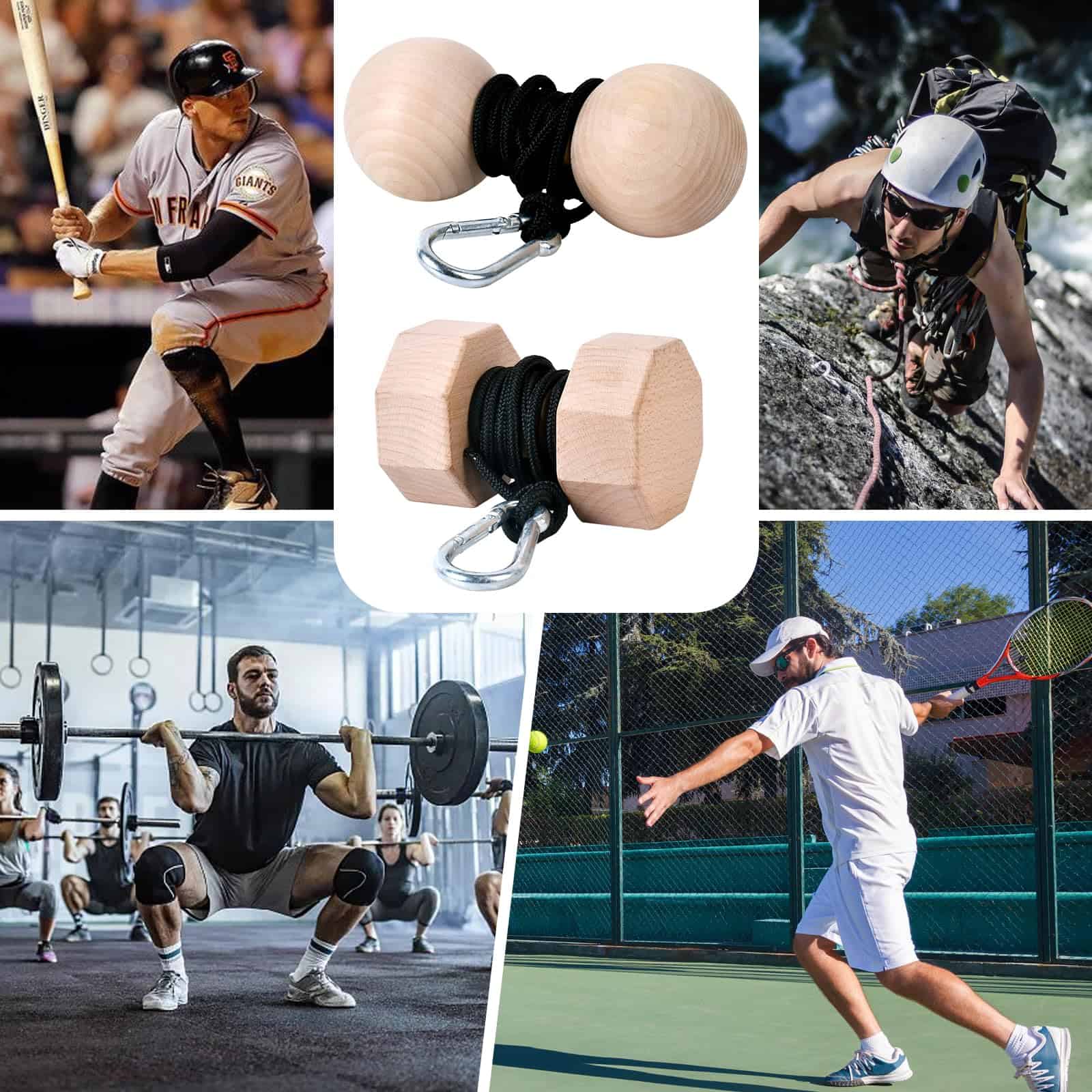 YCHLCHL Rodillo de muñeca de madera y fortalecedor de - Imagen 7