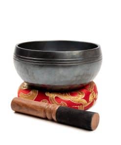 Set de Cuenco Tibetano de Canto de Latón - -Negro y Rojo