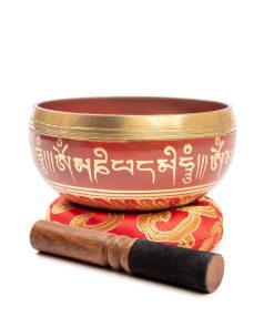 Set de Cuenco Tibetano de Latón - Grado Maestro -Rojo