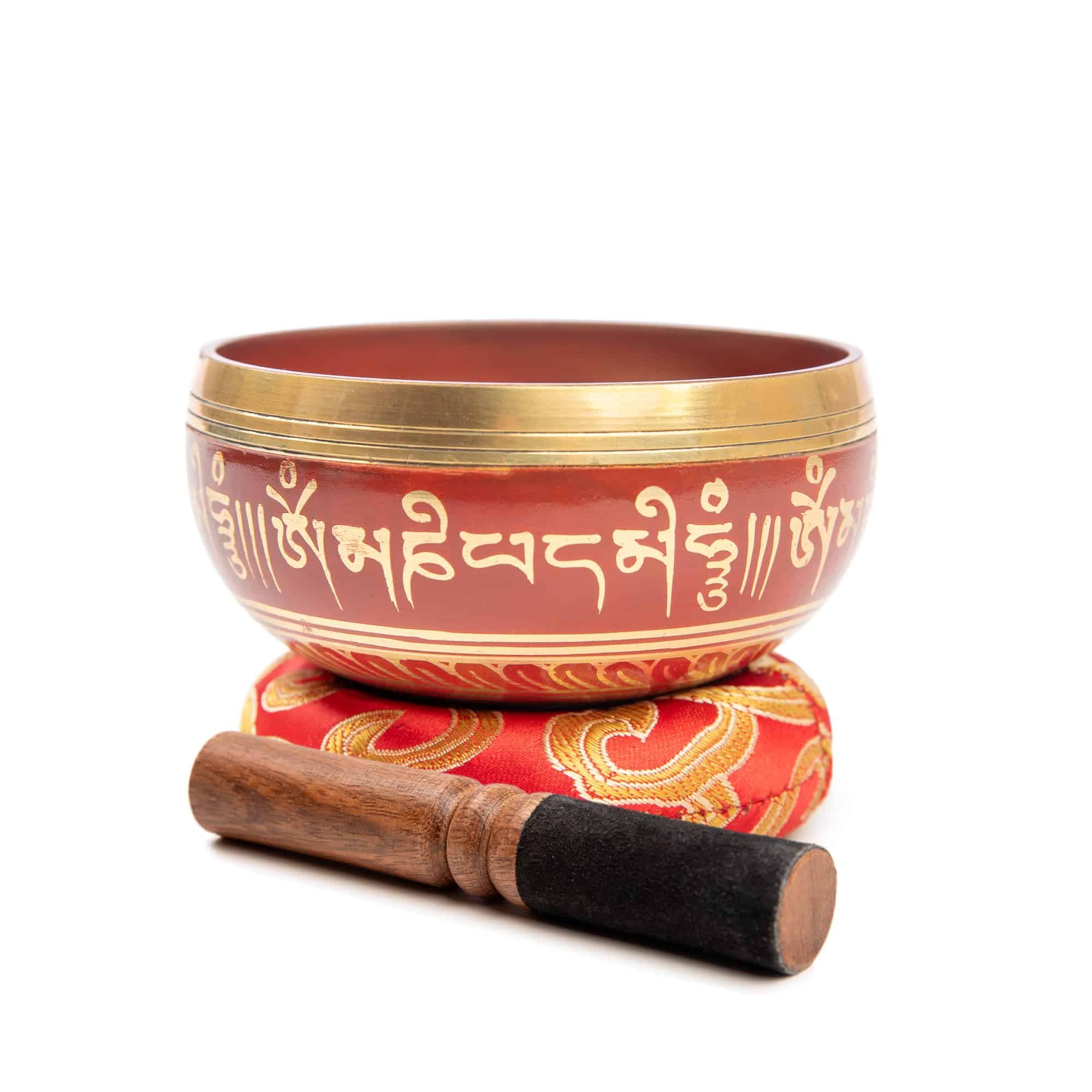 Set de Cuenco Tibetano de Latón - Grado Maestro -Rojo