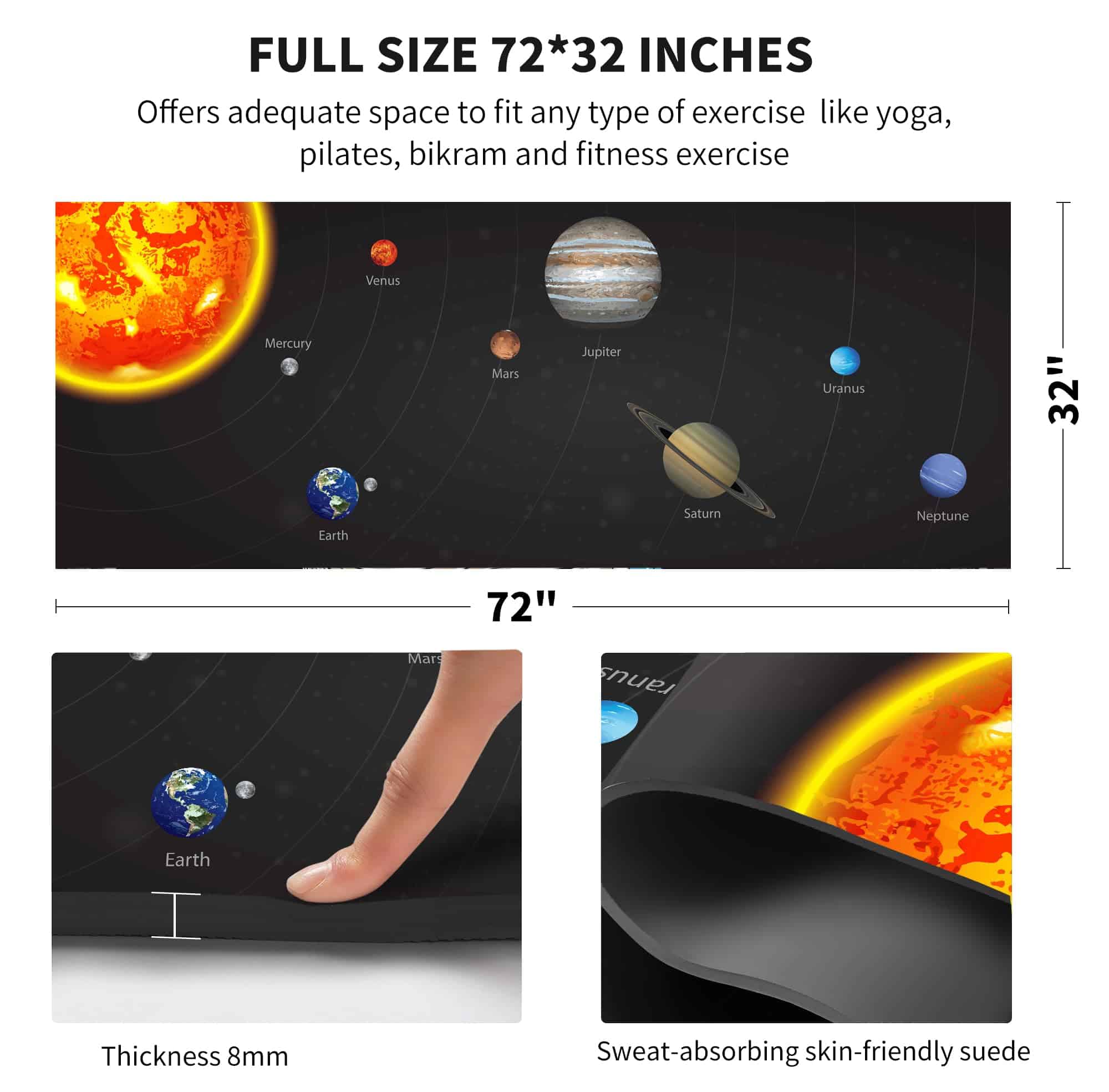 Tapete de Yoga de TPE Suede de nuveti de Alta Densidad, - Imagen 5