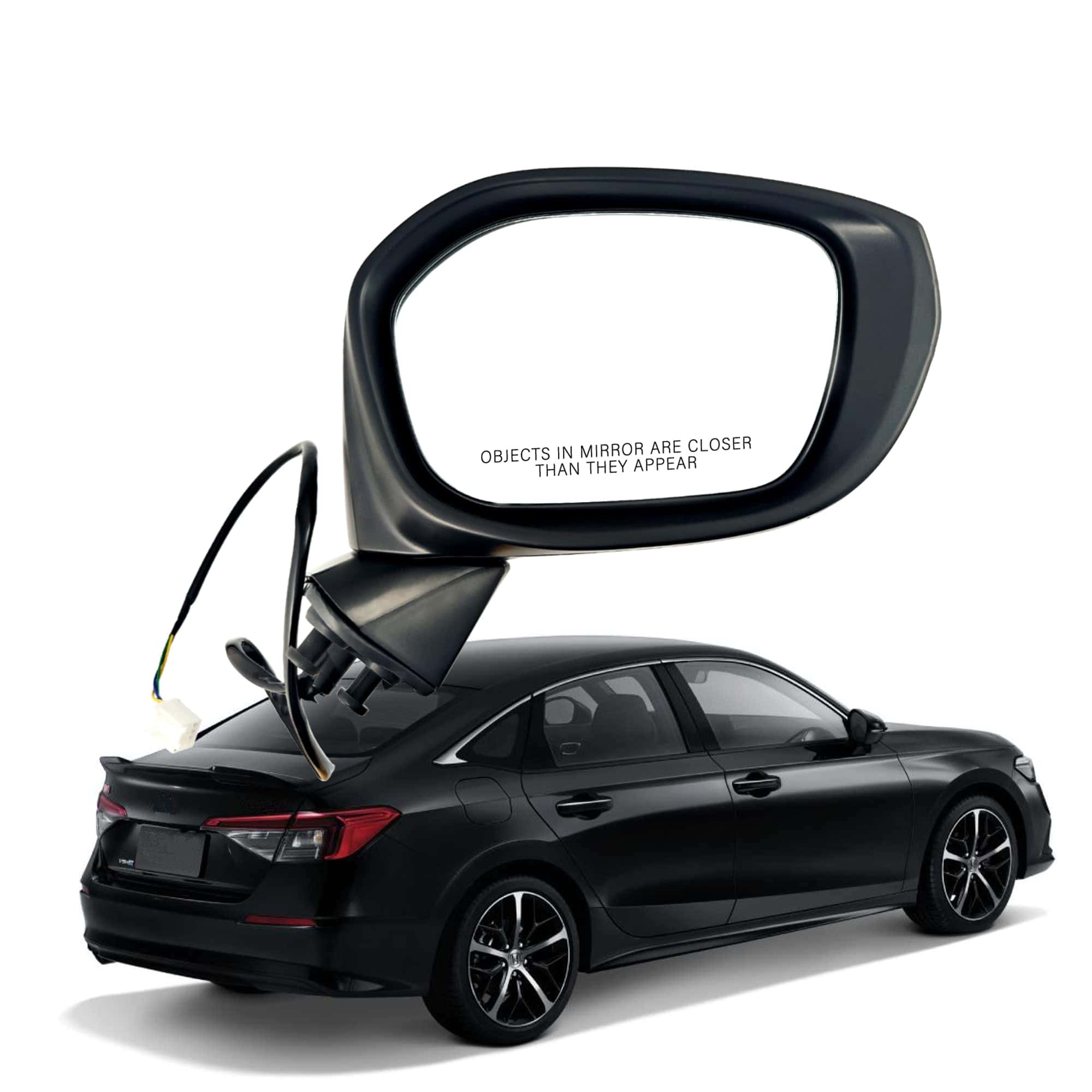 Espejo lateral derecho negro de repuesto para Honda Civic