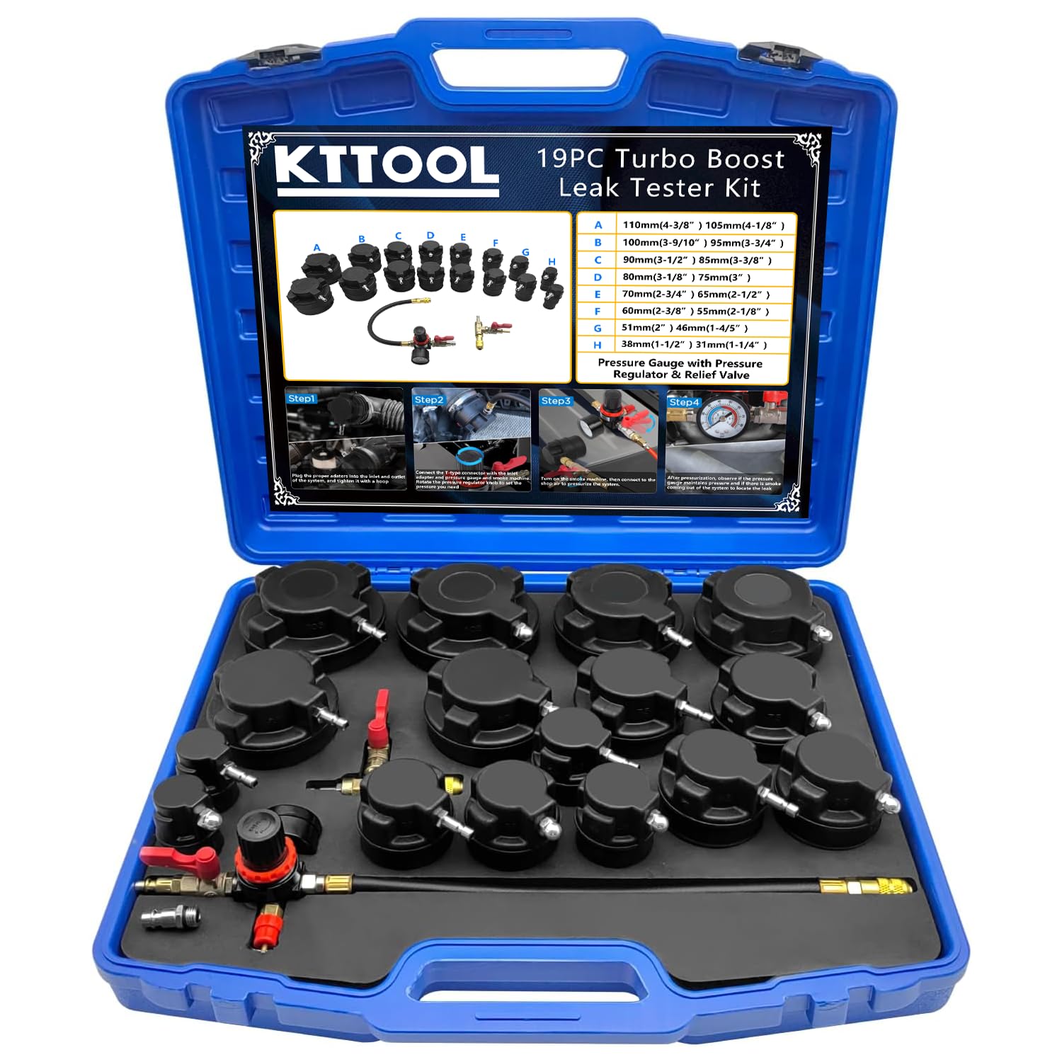 Kit de Prueba de Fugas de Turbo Boost de 19 Piezas, Juego