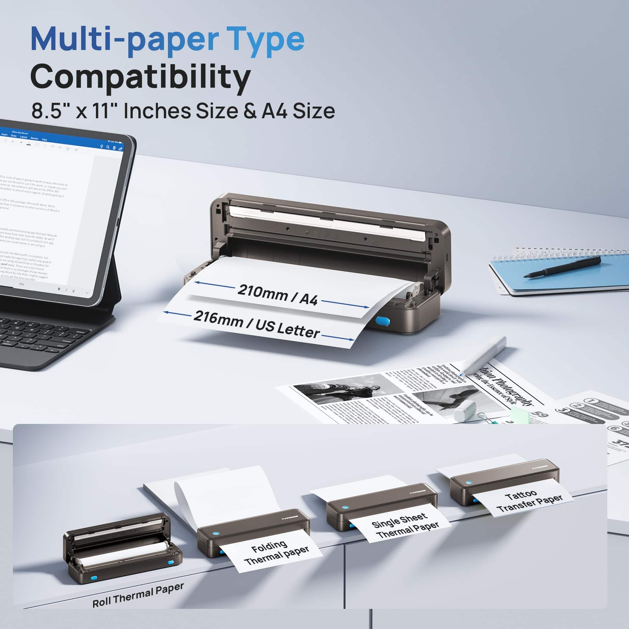 Impresoras portátiles inalámbricas TYPONOS -Marrón - Imagen 5