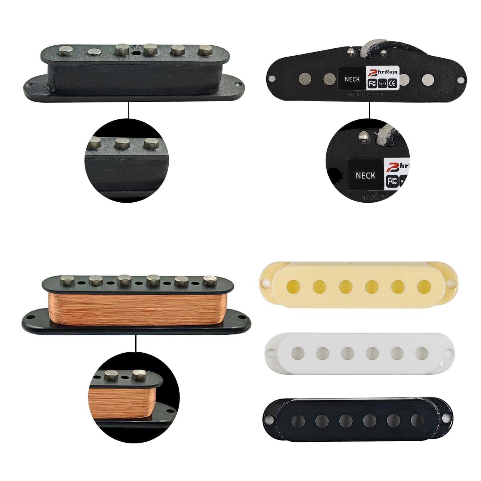 Juego de Pastillas Phrilam Pro ST-60S Alnico 5 Single Coil - Imagen 5