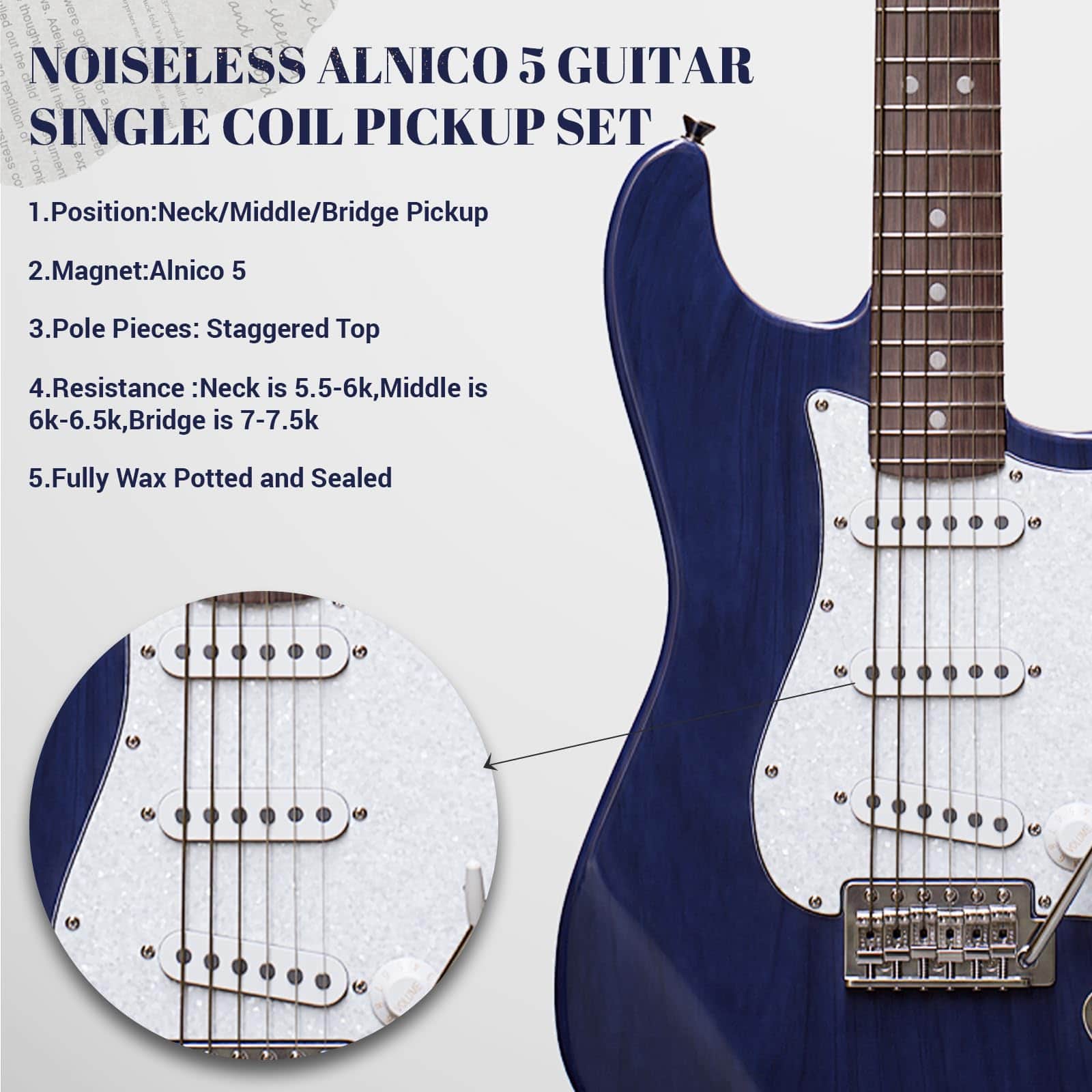 Juego de Pastillas Phrilam Pro ST-60S Alnico 5 Single Coil - Imagen 3