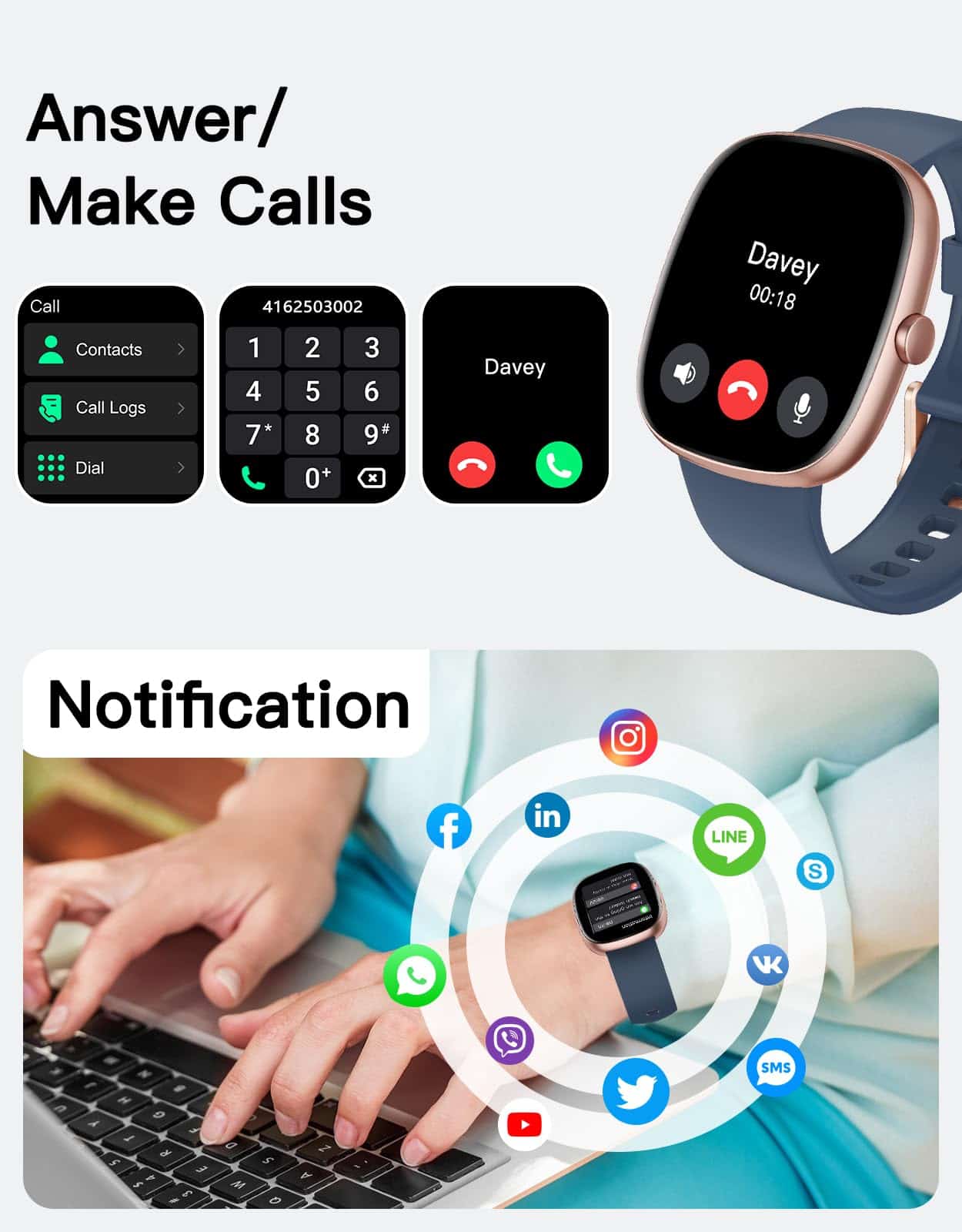 Smartwatch Fitness 2025 Ver. (Responda/Llame), Relojes - Imagen 3