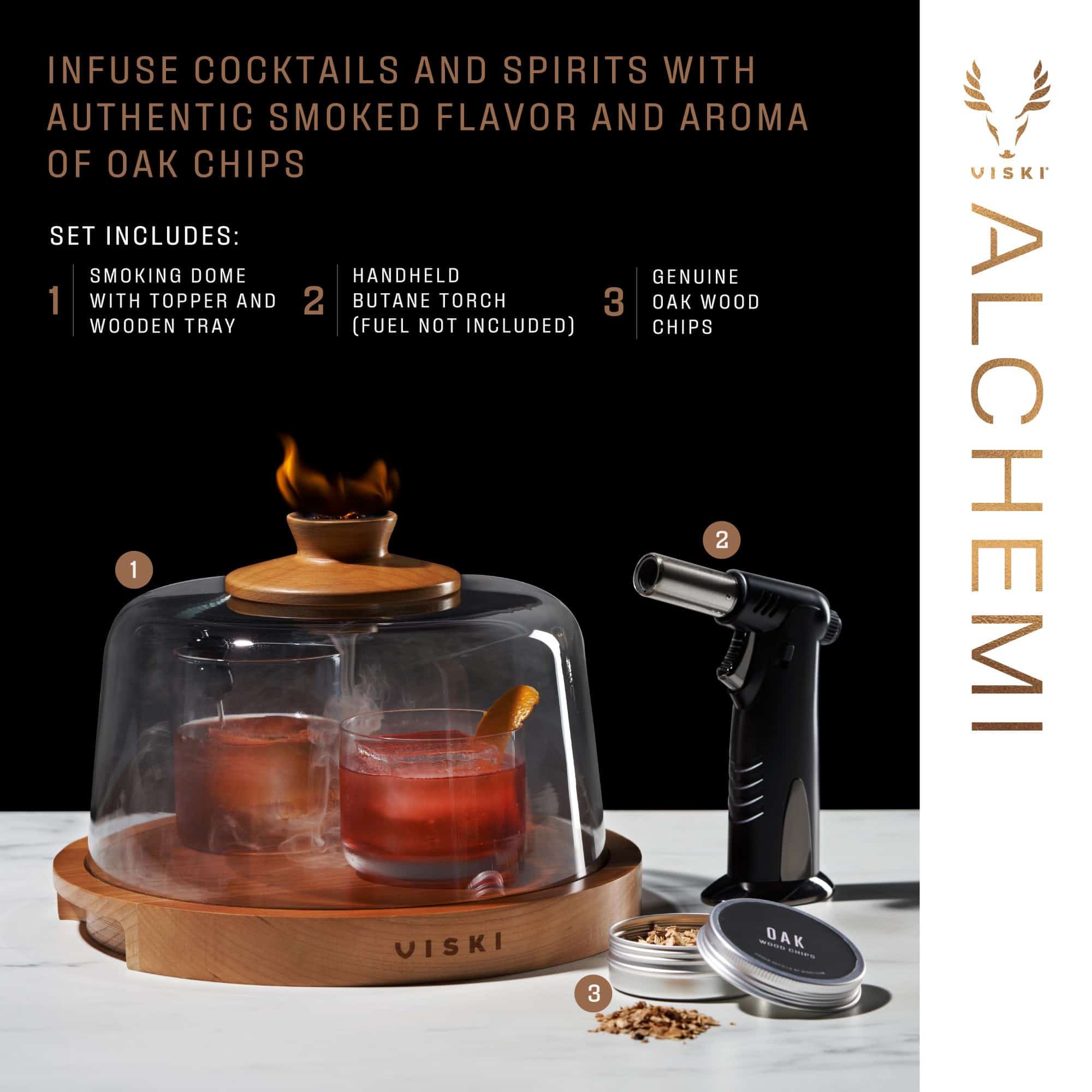 Alchemi by Viski Kit de Infusor de Cóctel Ahumado, Domo - Imagen 3