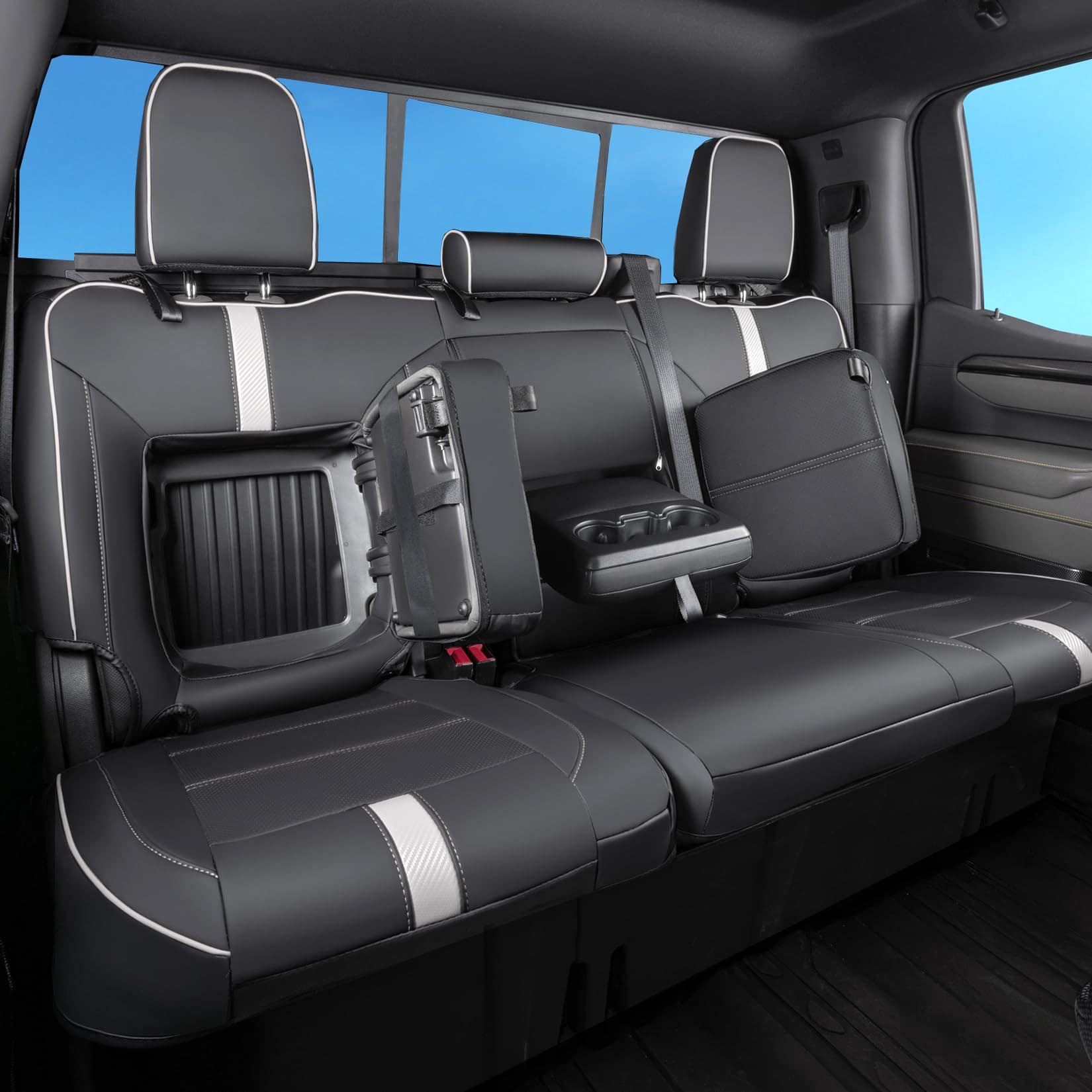 Fundas de asiento TANDI para Silverado & -Negro con Ribete B