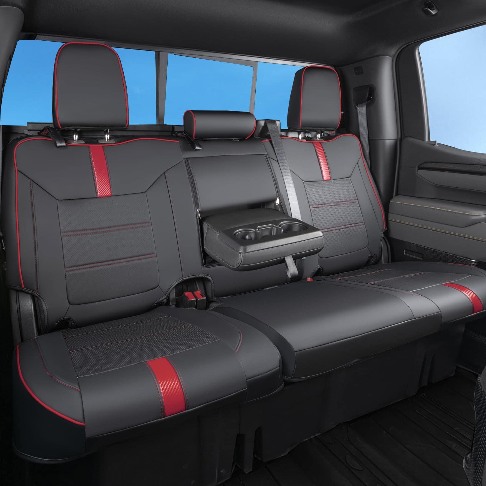 Fundas de Asiento TANDI para Silverado & -Negro con Ribete R