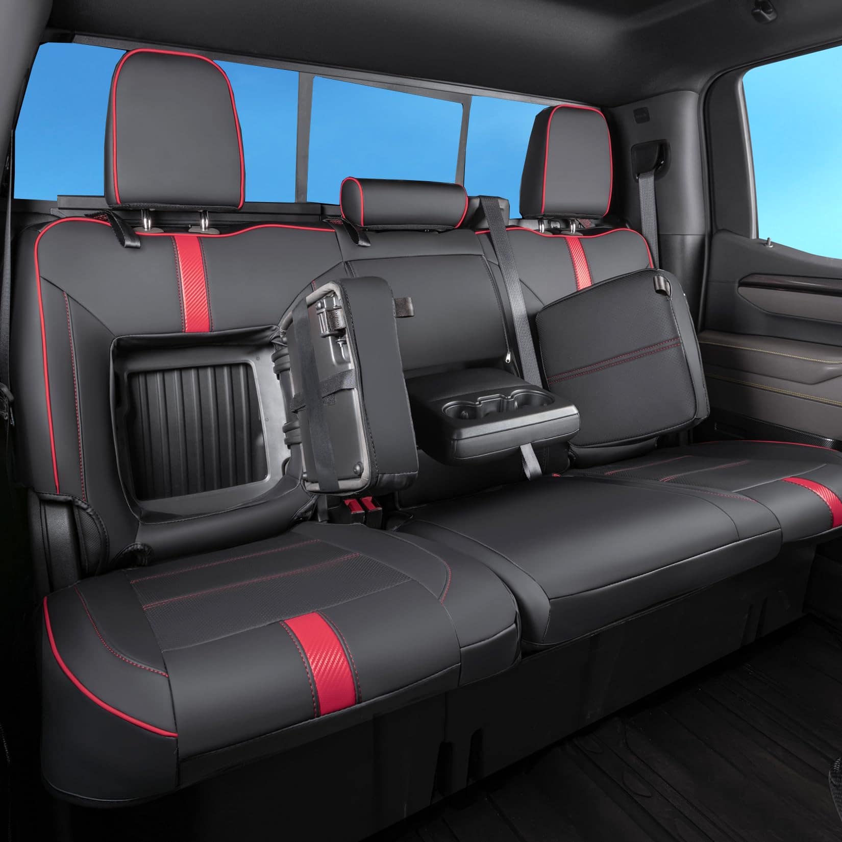 Fundas de asiento TANDI para Silverado & -Negro con Ribete R