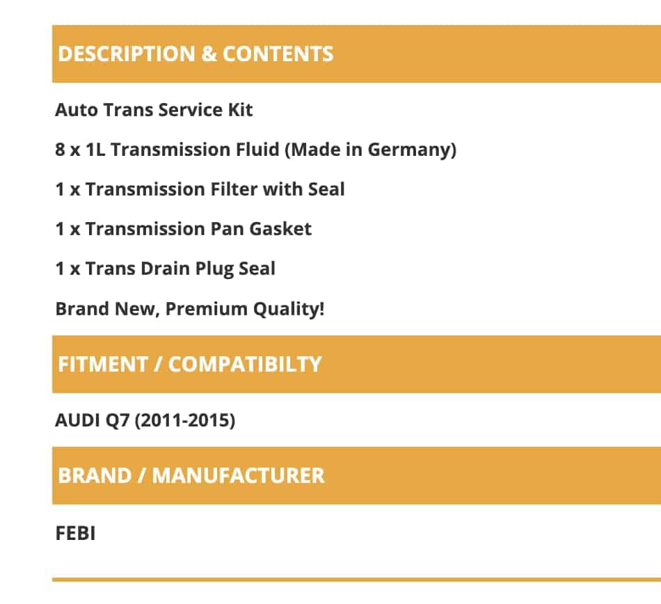 Kit de Servicio de Transmisión 8L ATF Fluid + Filtro + - Imagen 3