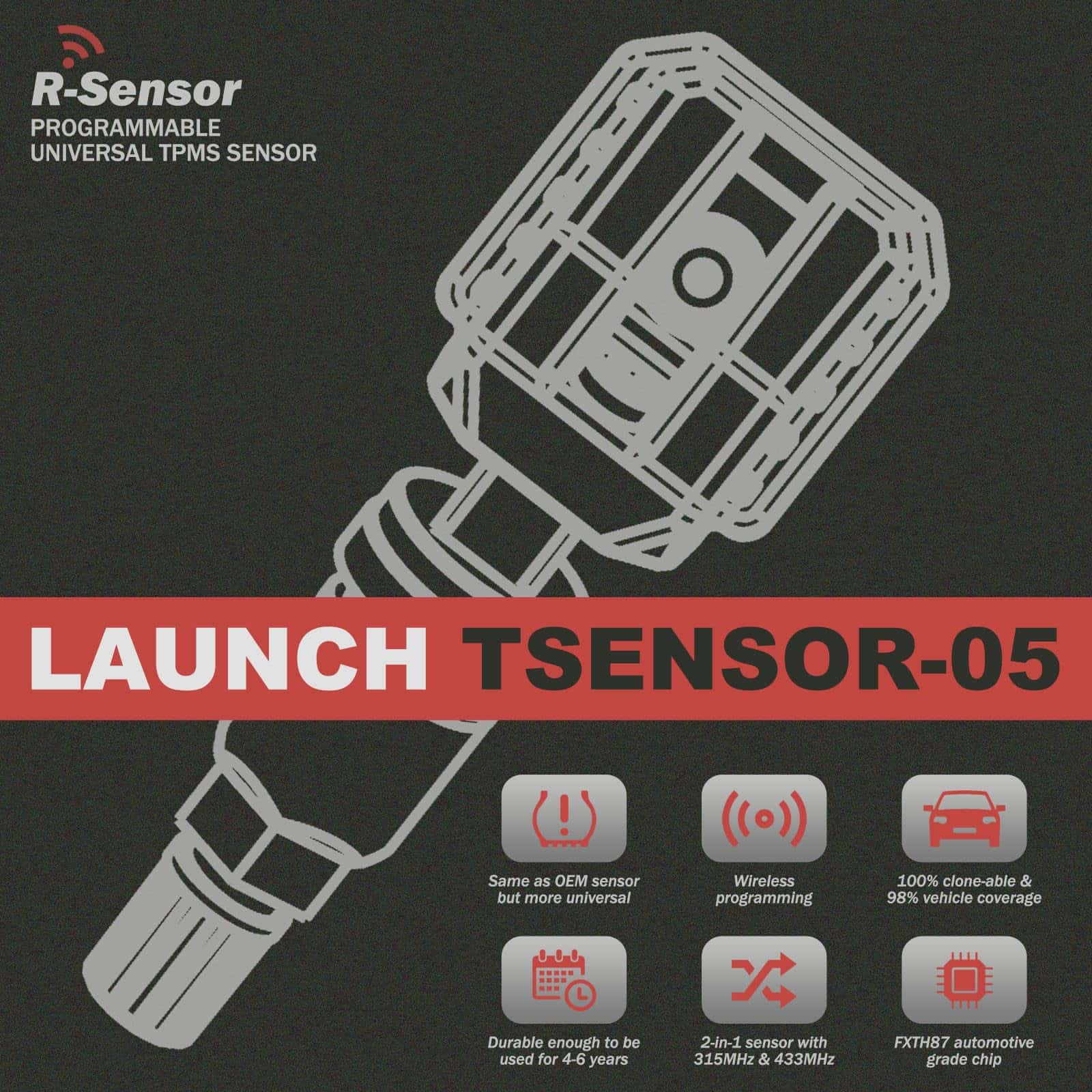Sensor de TPMS Universal LAUNCH X431 TSENSOR-05 - Imagen 3
