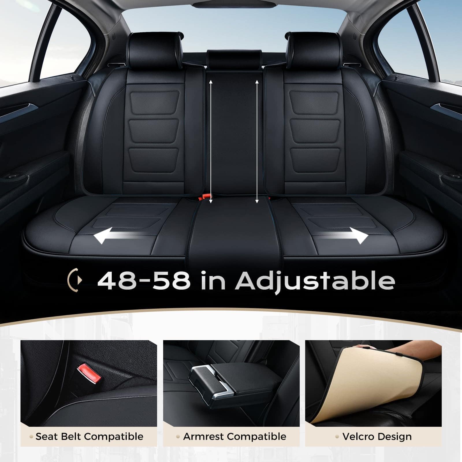 Cubre Asientos para Autos Juego Completo, -Negro - Imagen 7
