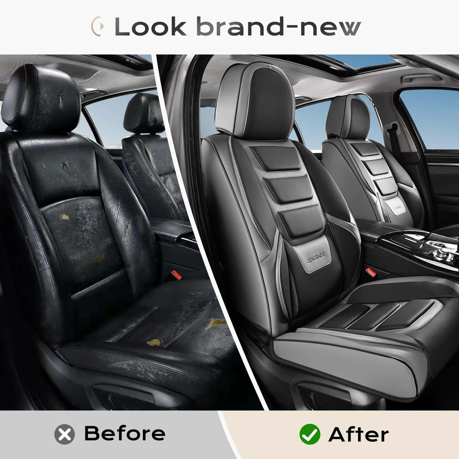 Cubiertas de asiento de coche Coverado -Negro/Gris - Imagen 8