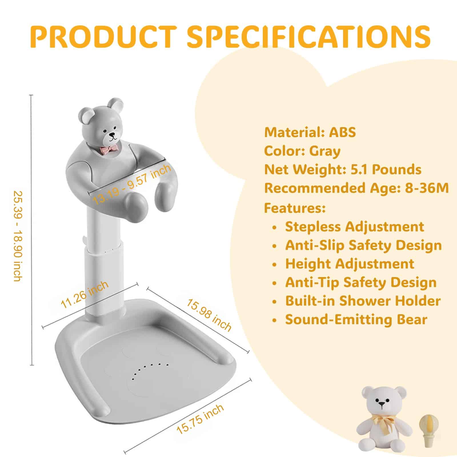 Soporte de Ducha para Bebés con Apoyo Ajustable - Alivia la - Imagen 5