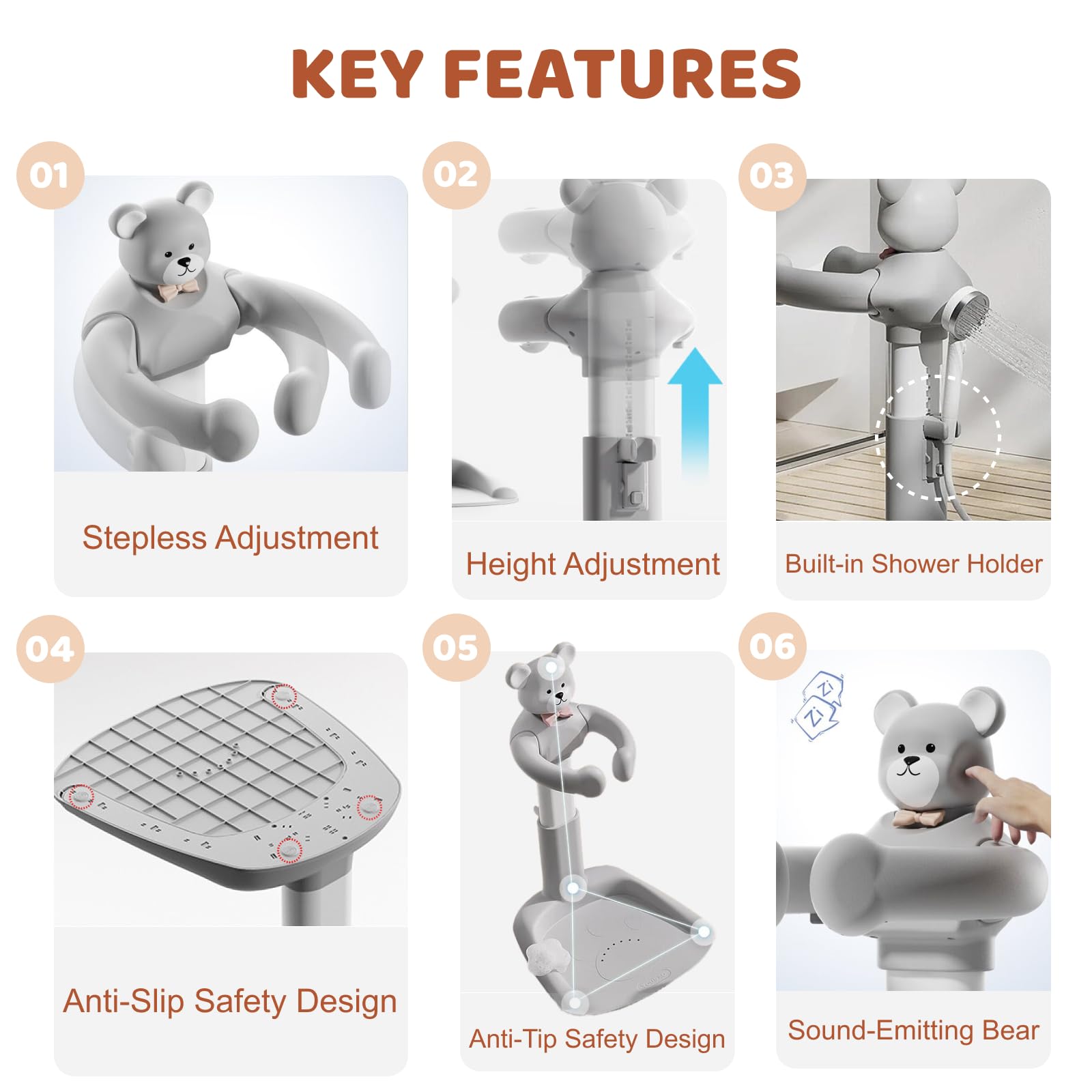 Soporte de Ducha para Bebés con Apoyo Ajustable - Alivia la - Imagen 6