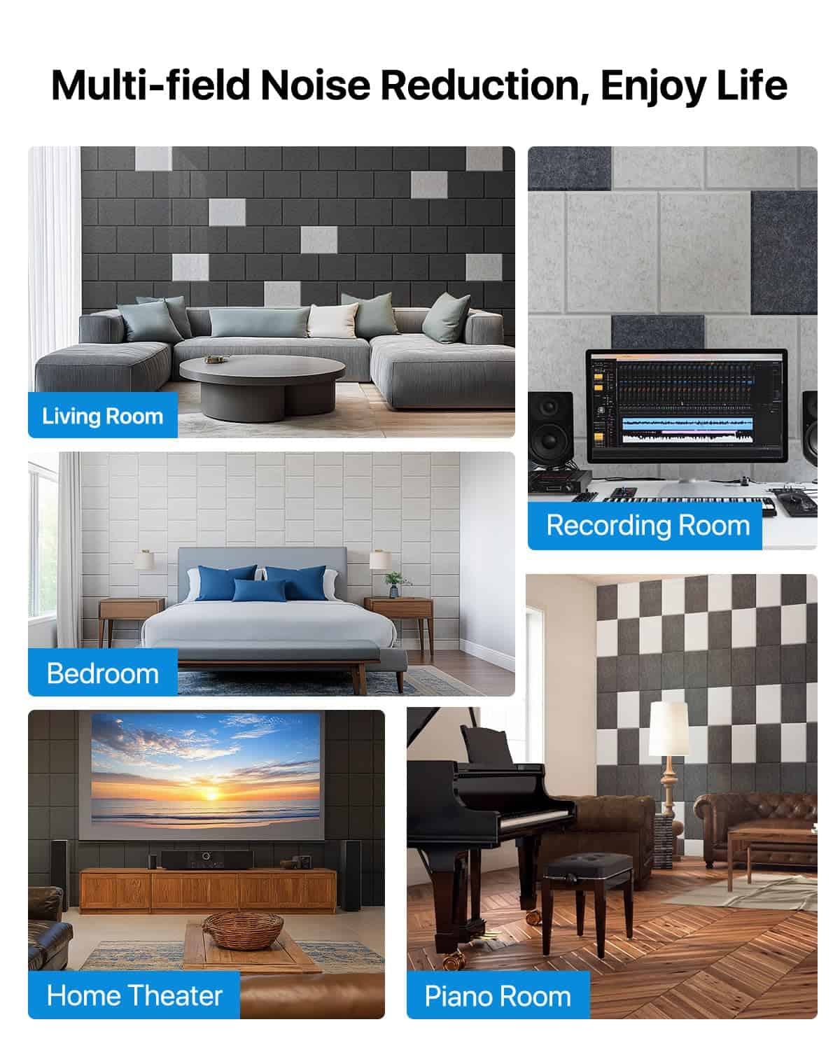 Paneles Acústicos 12 Paquete Paneles Insonorizantes para - Imagen 8