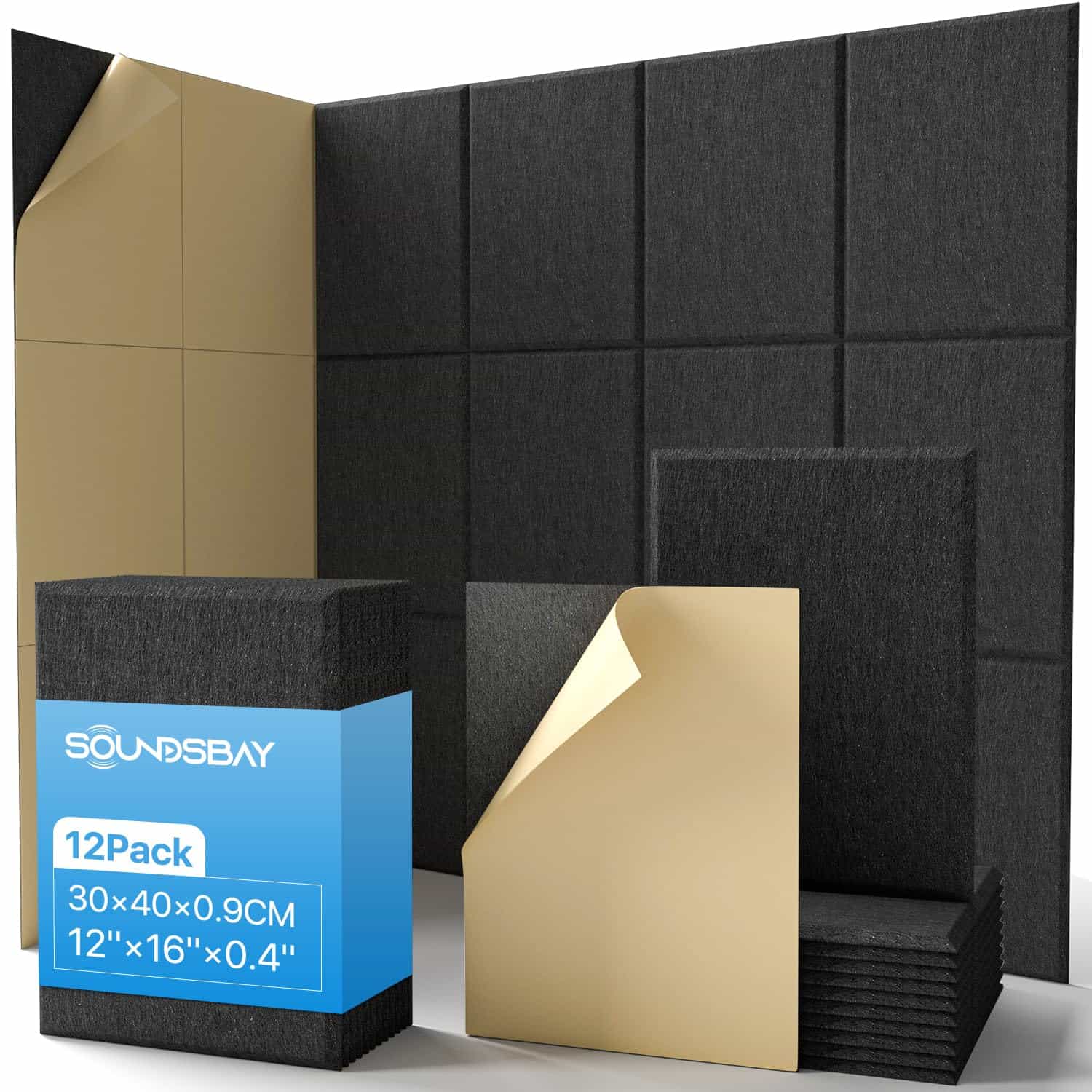 Paneles Acústicos Pack de 12 Paneles -Negro