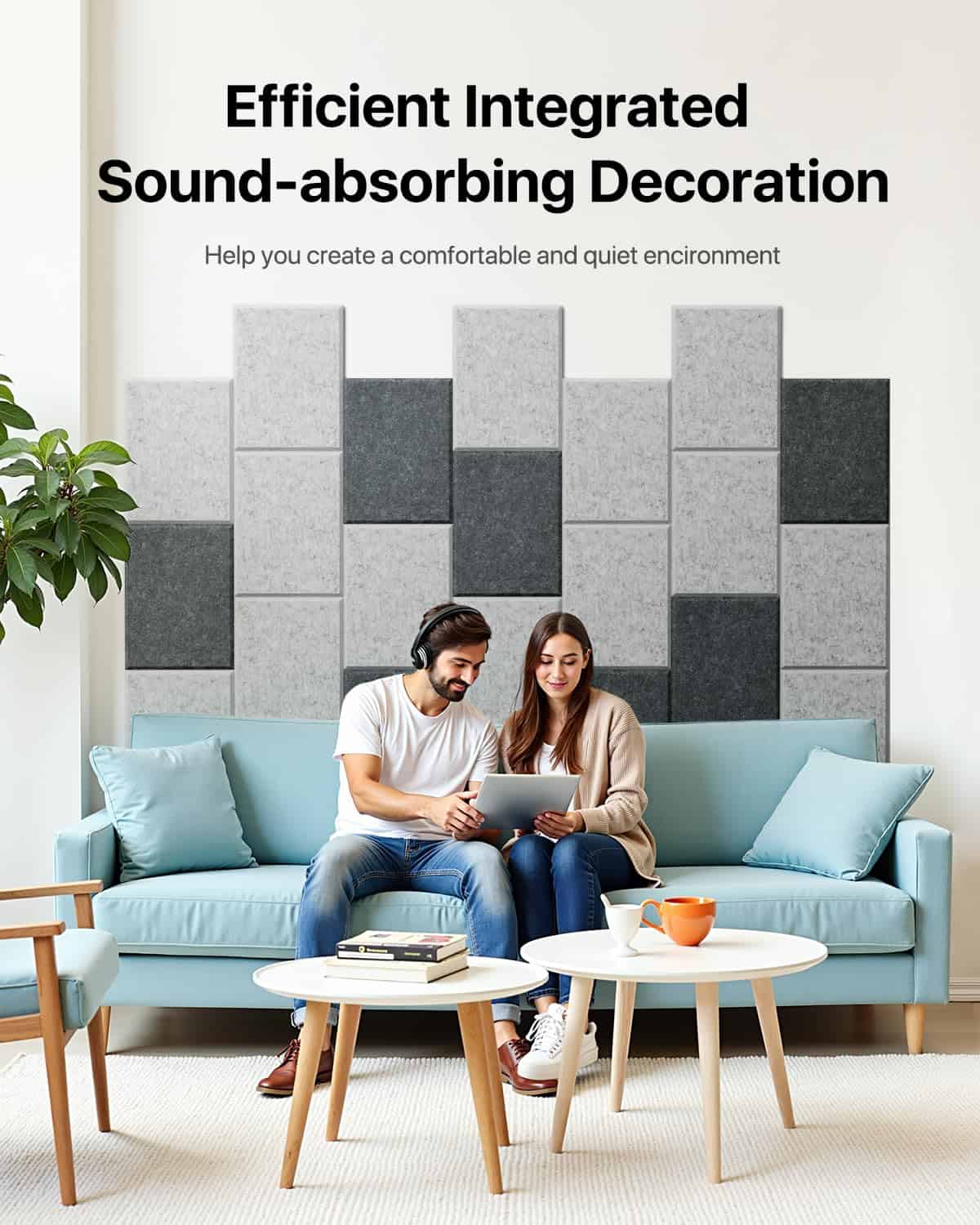 Paneles Acústicos Paquete de 12 Paneles -Gris Oscuro - Imagen 6