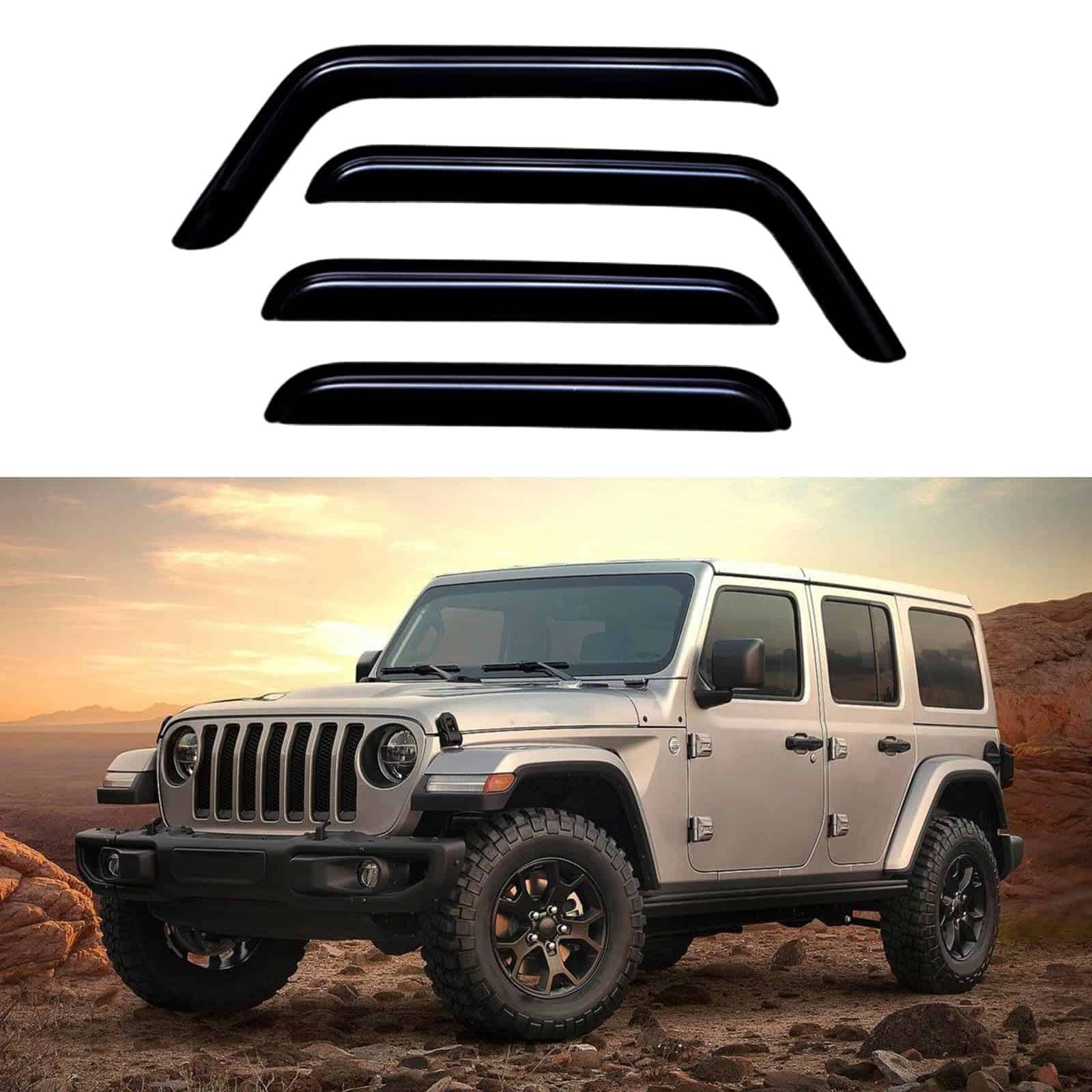 MDZZOVO Viseras de Ventana para Lluvia para Wrangler JL