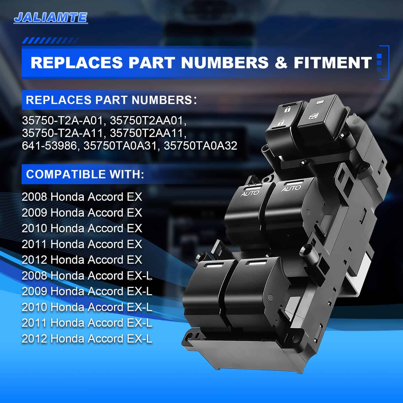 JALIAMTE 35750-T2A-A01 Interruptor maestro de ventana, - Imagen 4
