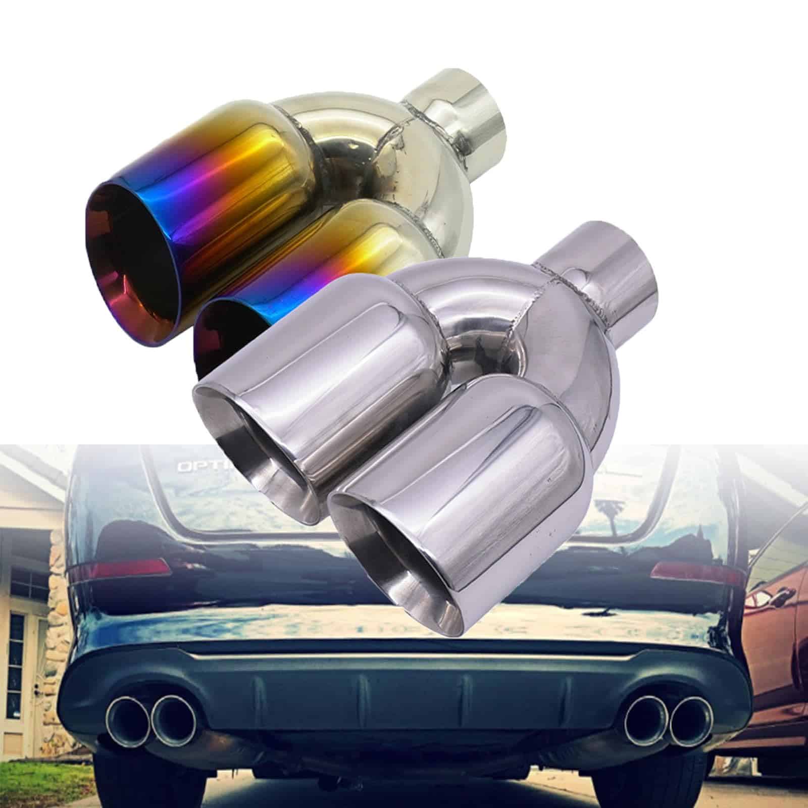 Punta de escape doble de 2.5" de entrada y 3.5" de salida