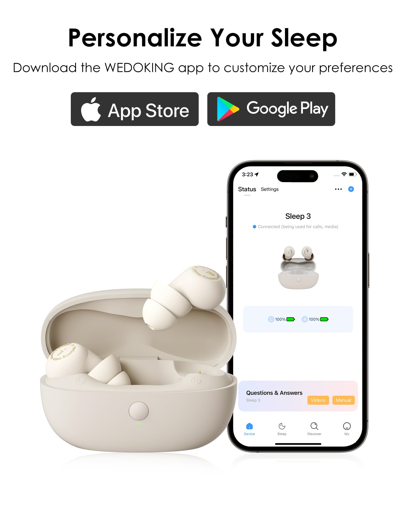 wedoking Comfortable Sleep Earbuds APP Control Noise - Imagen 9