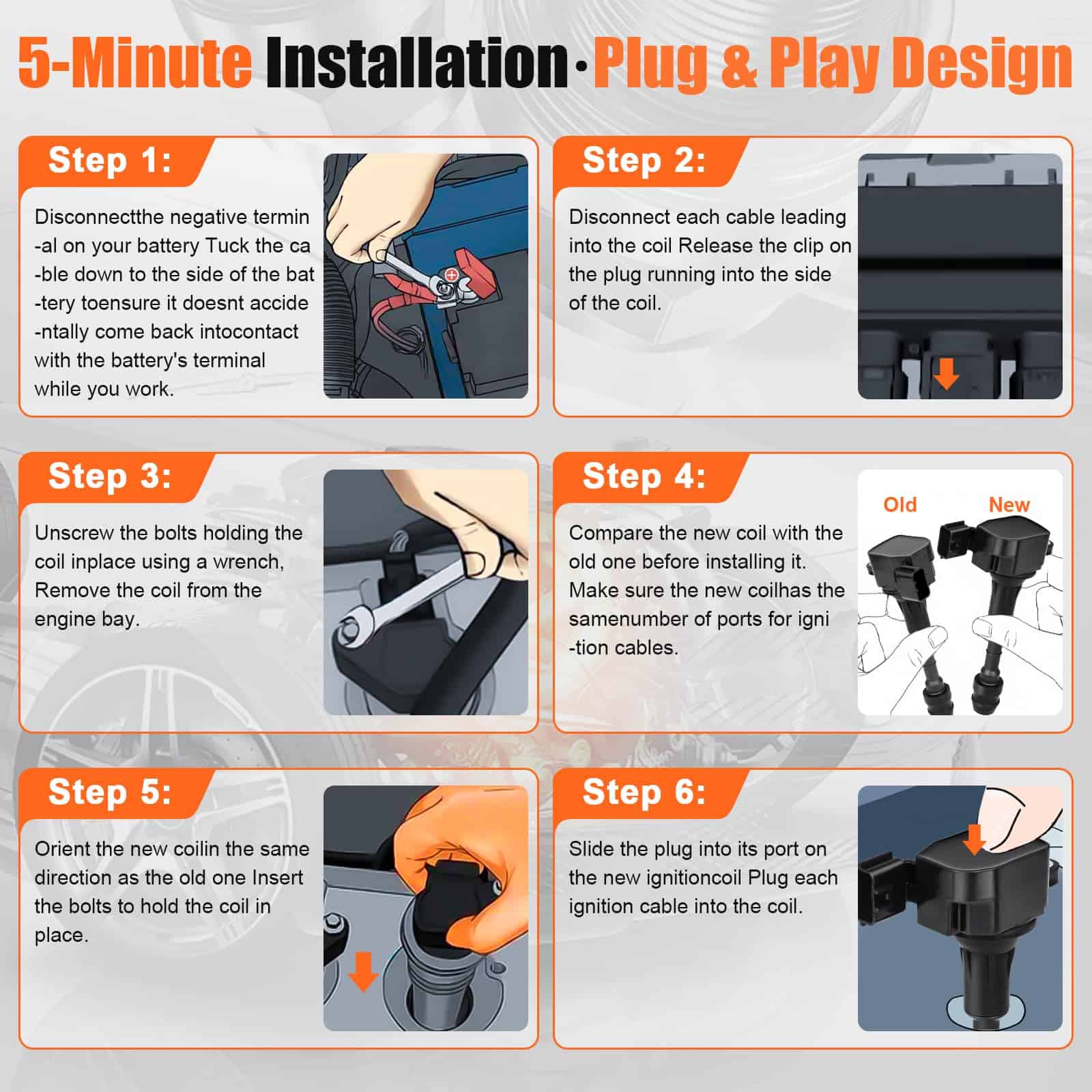 Paquete de 6 bobinas de encendido para Nissan 350Z Infiniti - Imagen 9