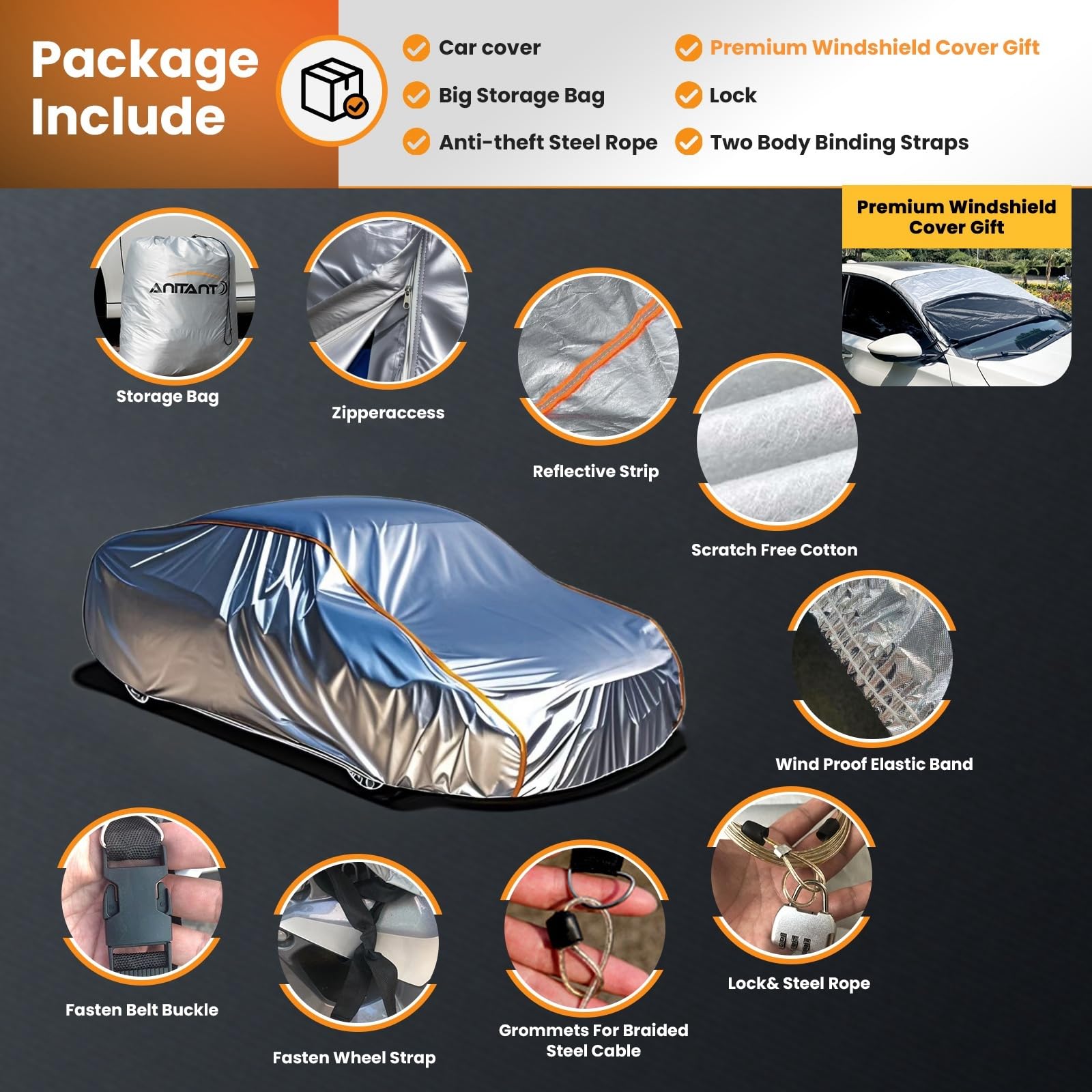 ANITANT Cubierta de Coche Pequeño de Algodón Resistente a - Imagen 4
