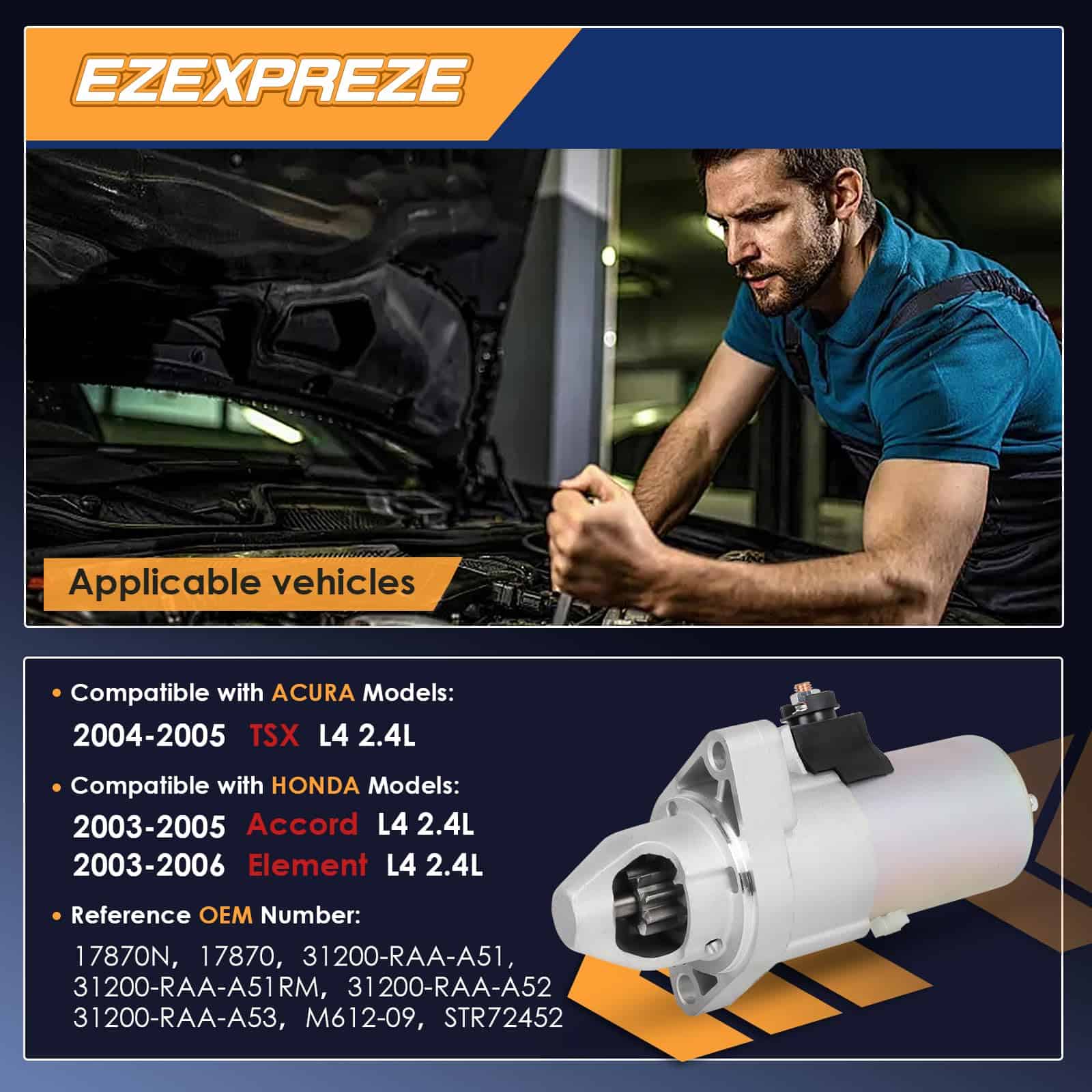 Arrancador Ezexpreze 17870N Compatible con Honda Accord - Imagen 3