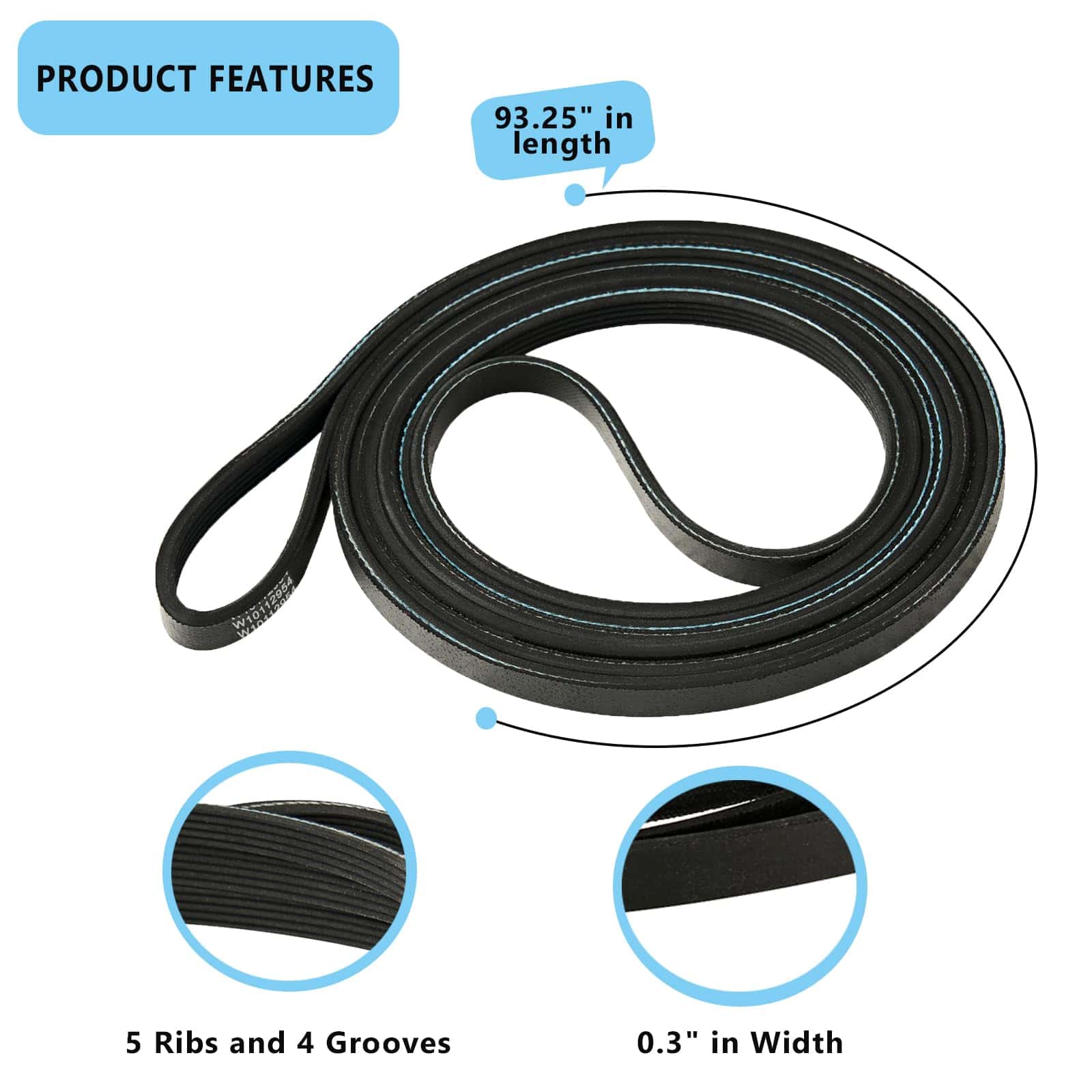 Correa de tambor para secadora WPW10112954 W10112954 - Imagen 3