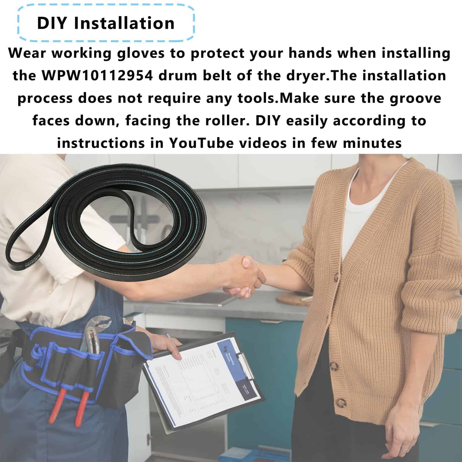 Correa de tambor para secadora WPW10112954 W10112954 - Imagen 7