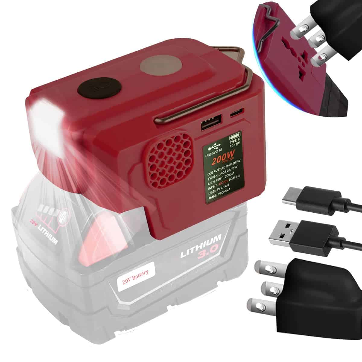 Inversor de Corriente de 200W para Batería Craftsman 20V