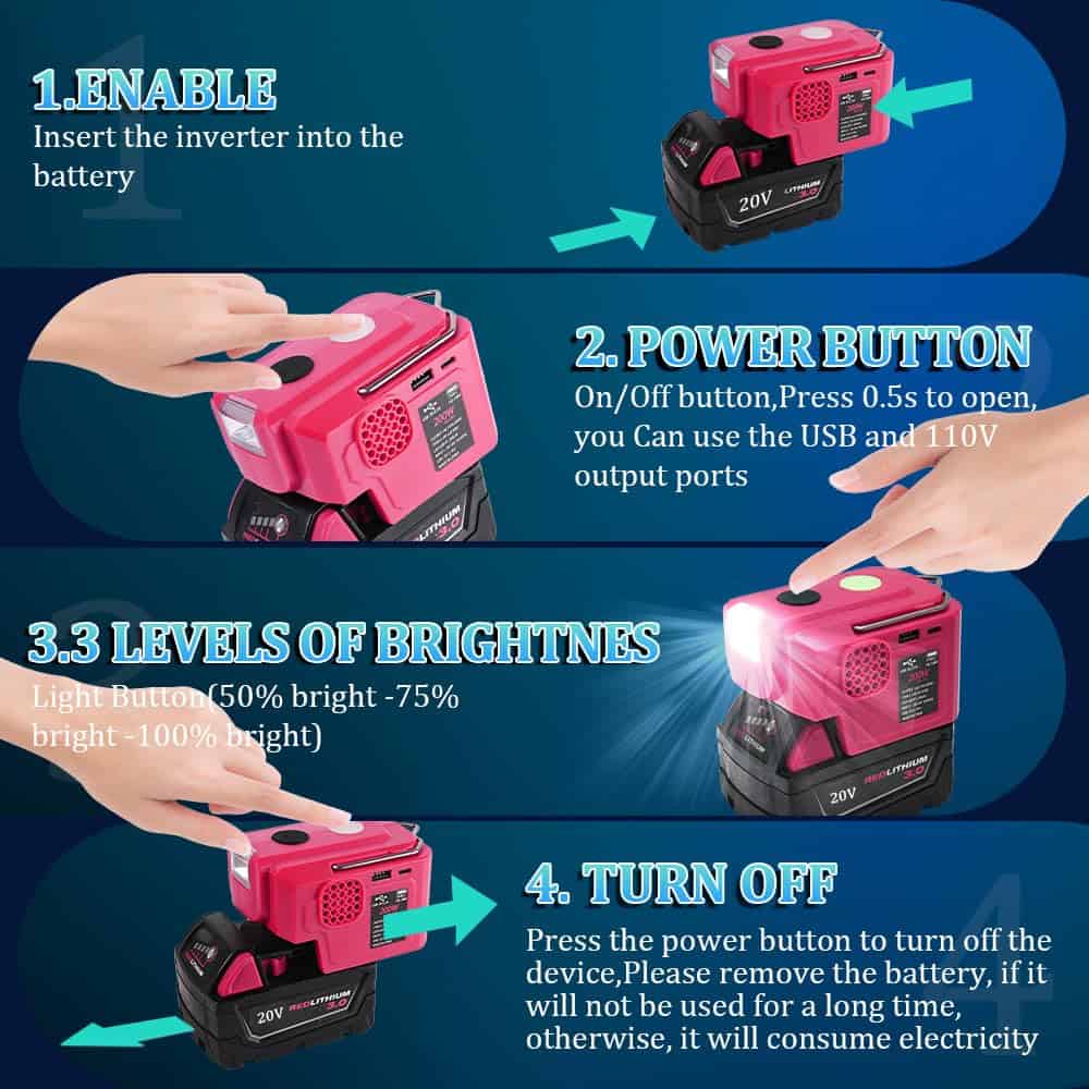 Inversor de Corriente de 200W para Batería Craftsman 20V - Imagen 7