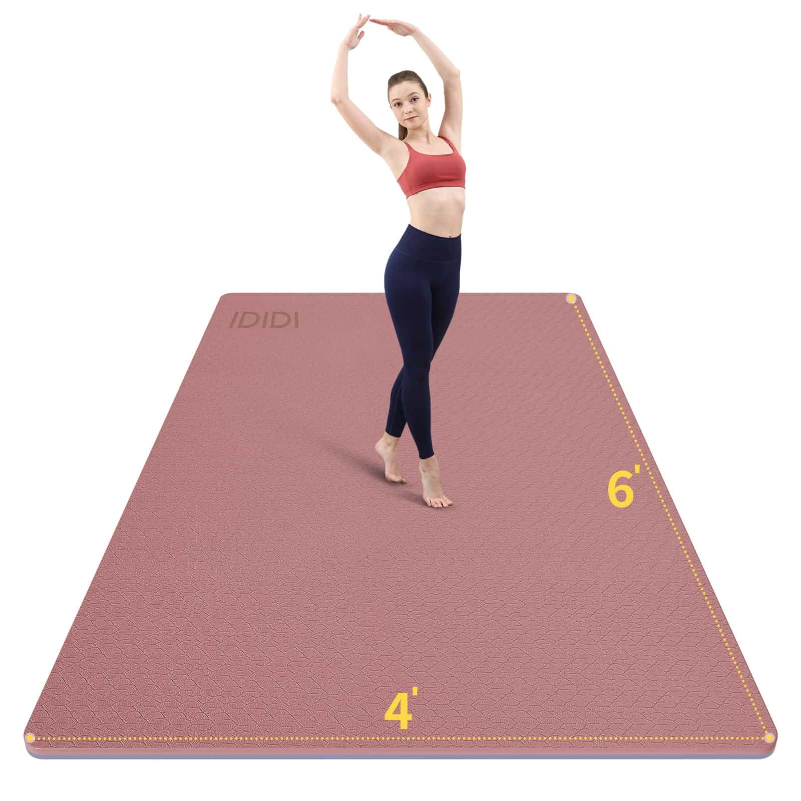 Tapete de Yoga Grande de 8 mm (6'x 4') - -Rosa Profundo + Gr