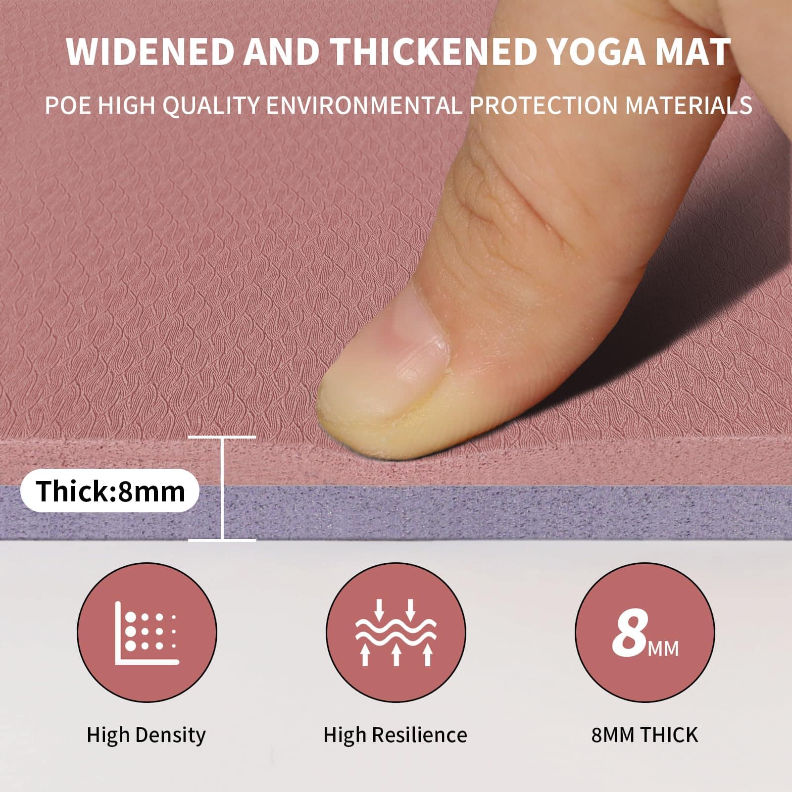 Tapete de Yoga Grande de 8 mm (6'x 4') - -Rosa Profundo + Gr - Imagen 6