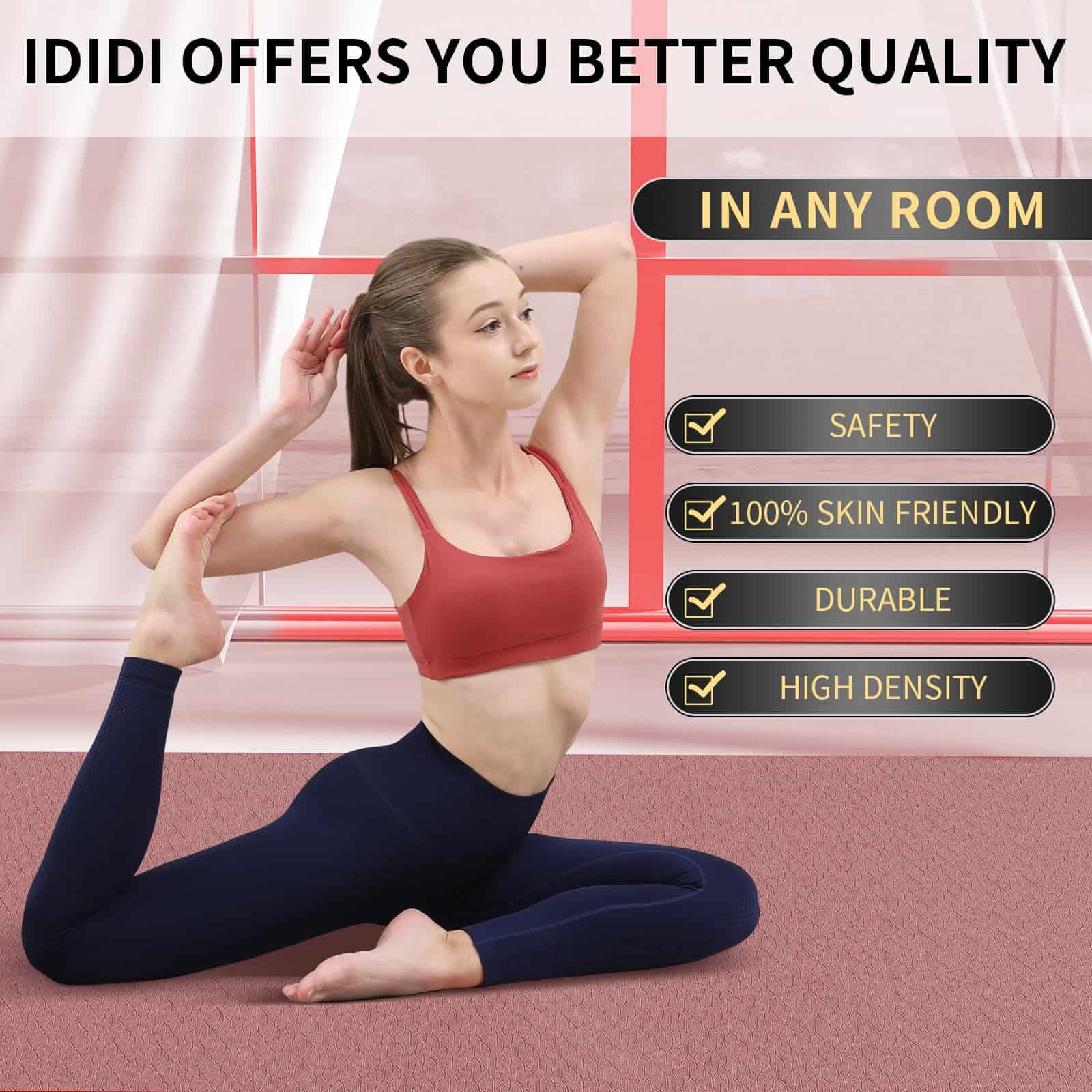 Tapete de Yoga Grande de 8 mm (6'x 4') - -Rosa Profundo + Gr - Imagen 5