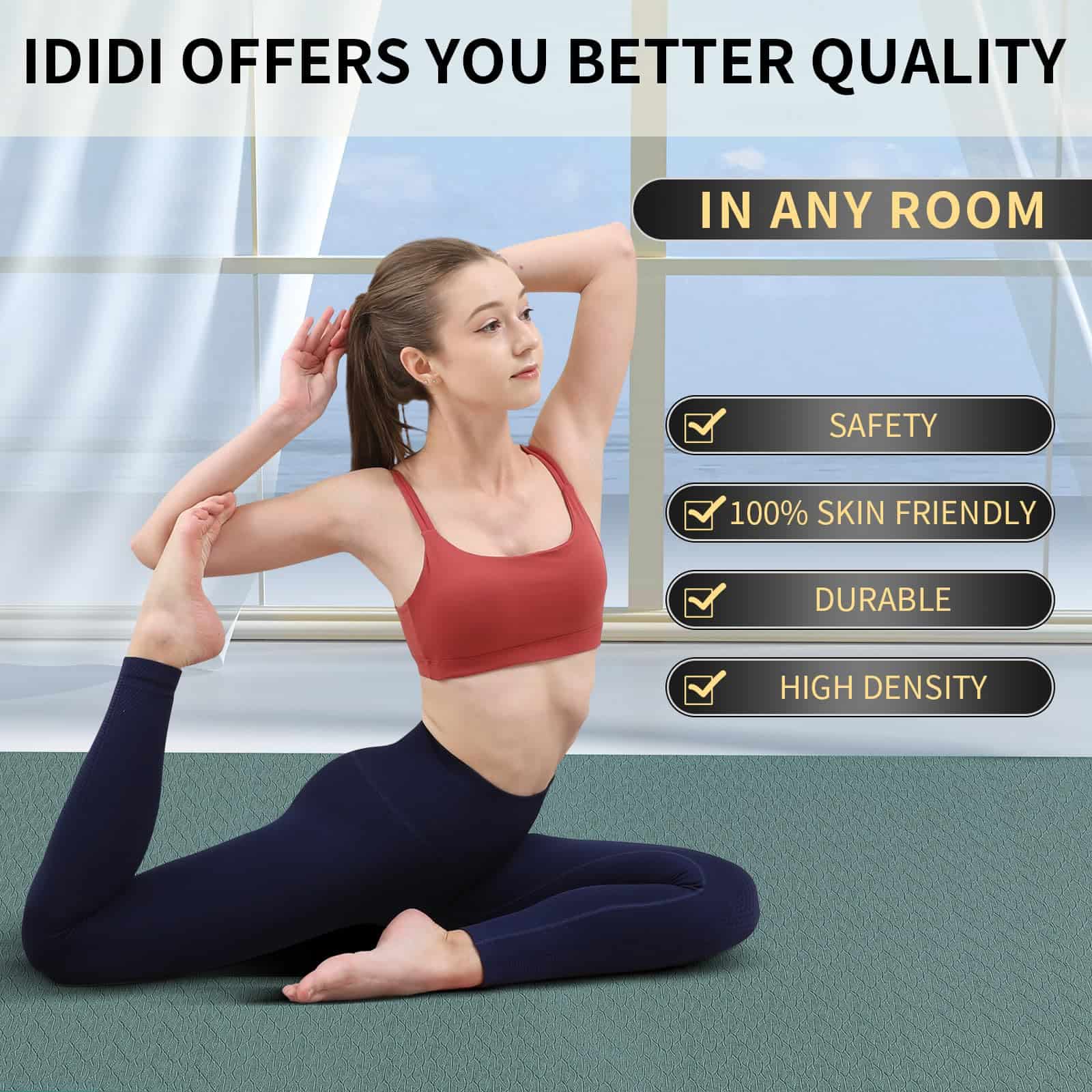 Tapete de Yoga Grande de 10 mm (6 'x 4') - Extra Largo y - Imagen 5