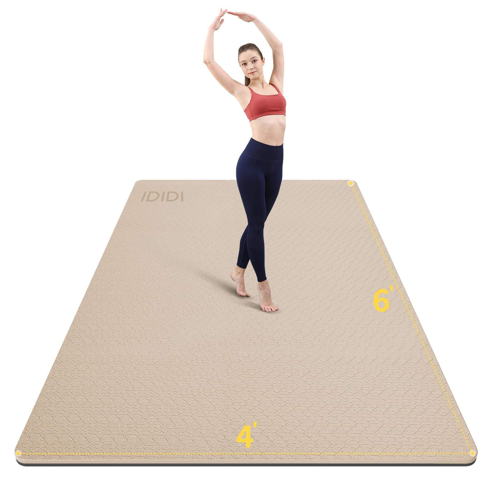 Tapete de Yoga Grande de 8 mm (6'x 4') - -Beige+Negro